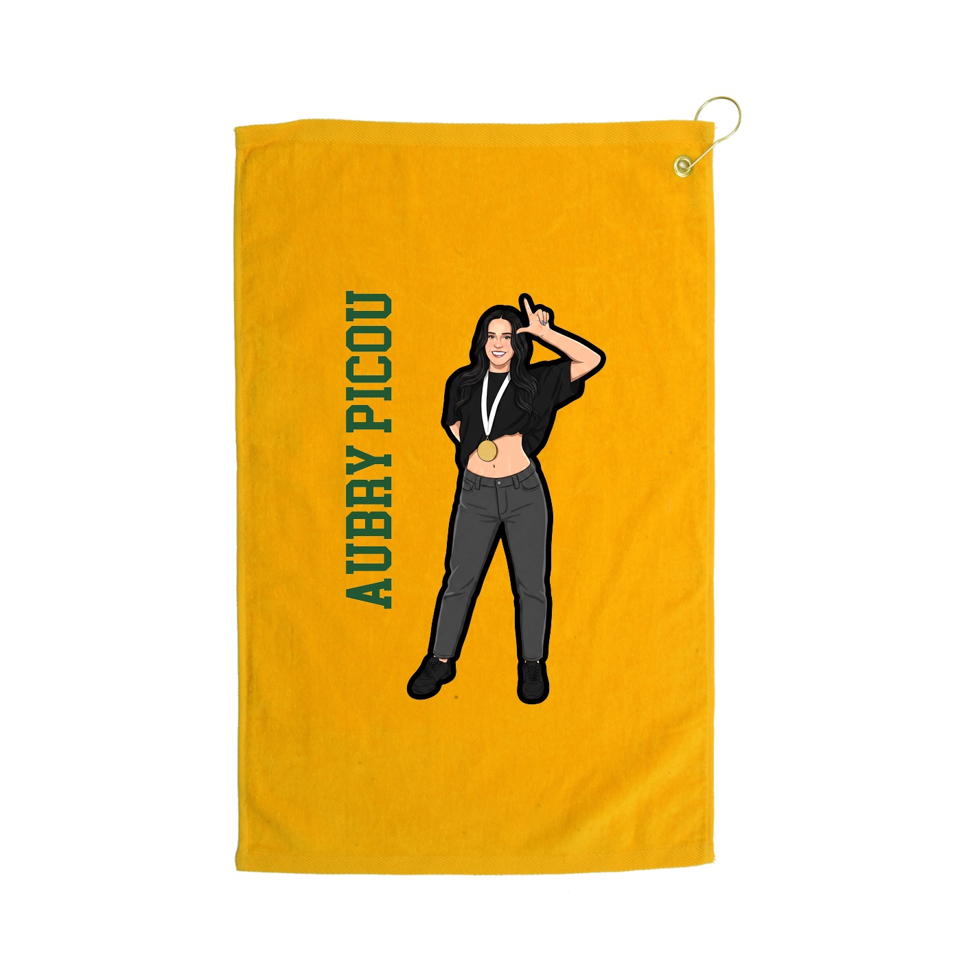 Golf Towel — Name Vertical in Gold