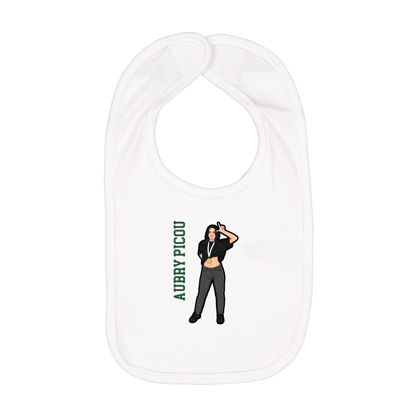 Infant Bib — Name Vertical in White
