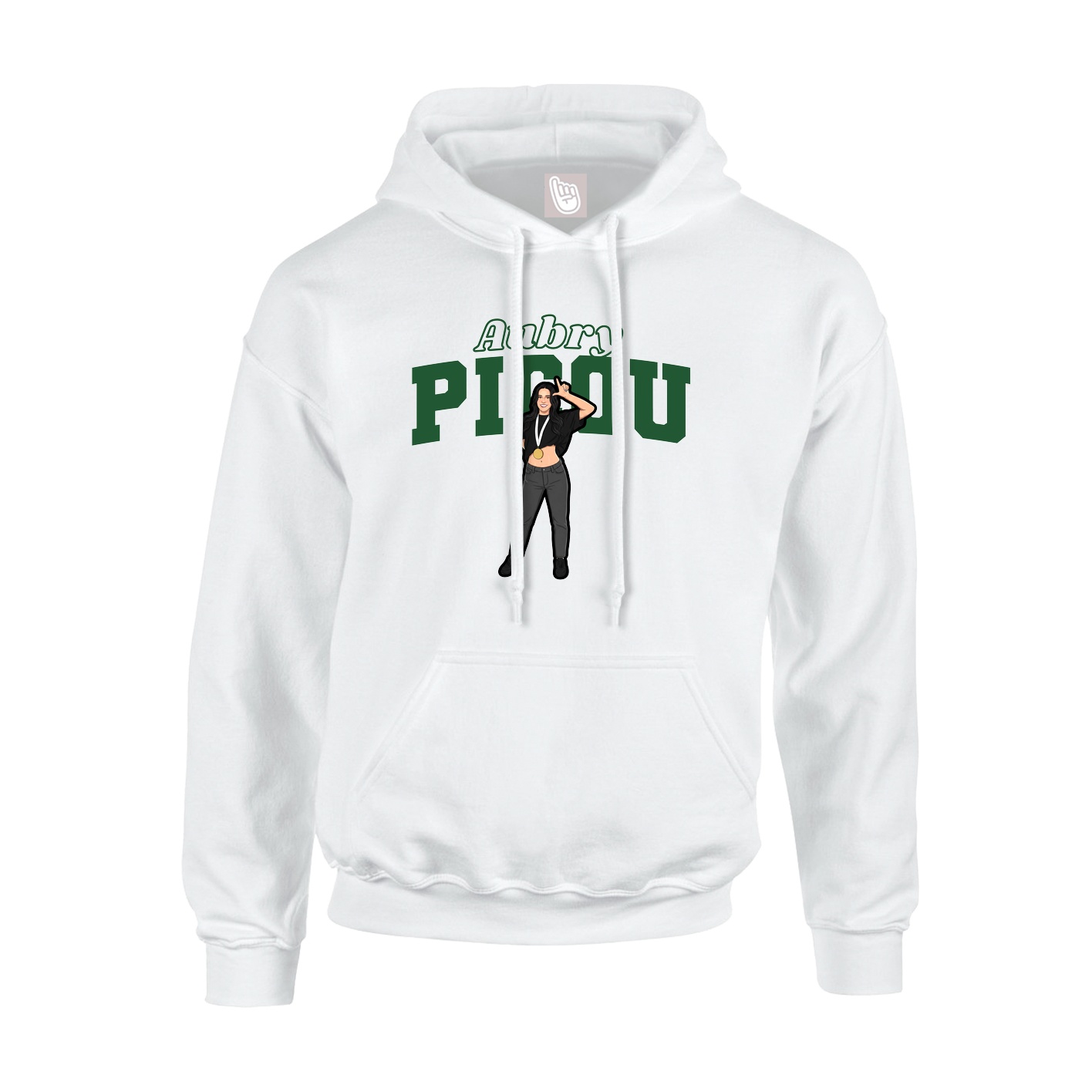 Youth Hoodie — Name Arch in White