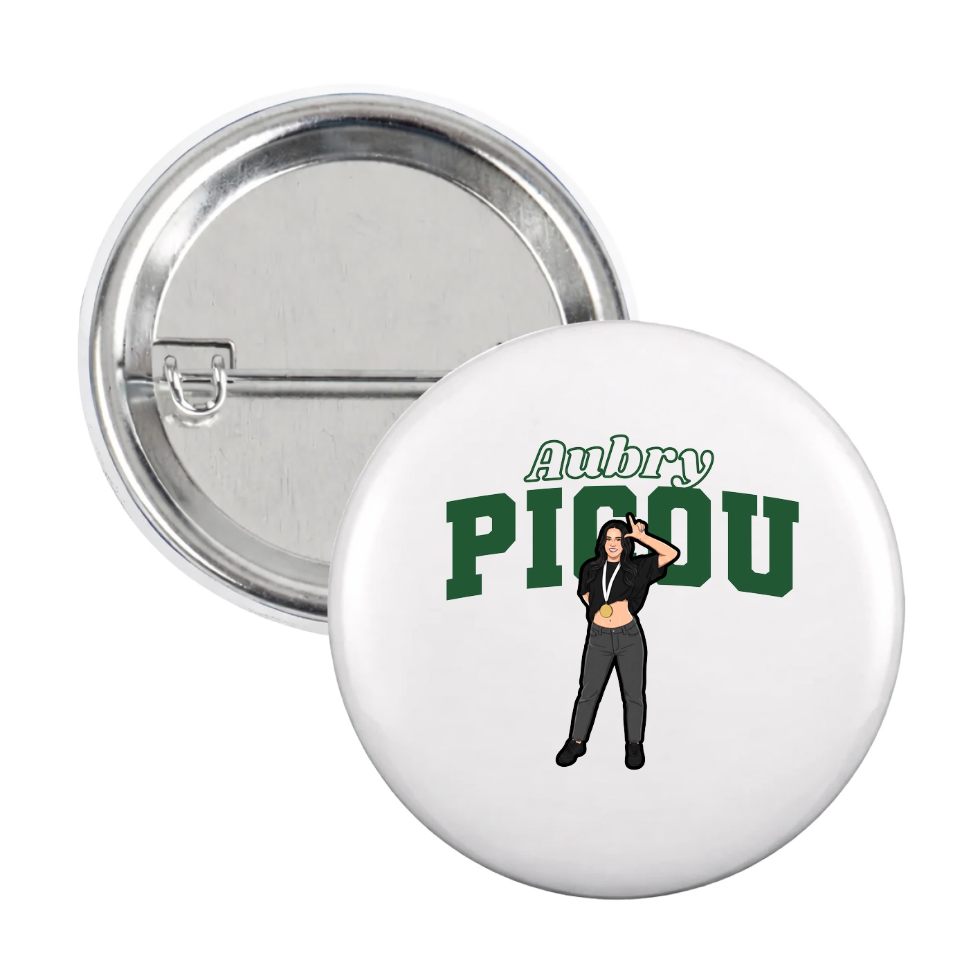 Game Day Button — Name Arch in White