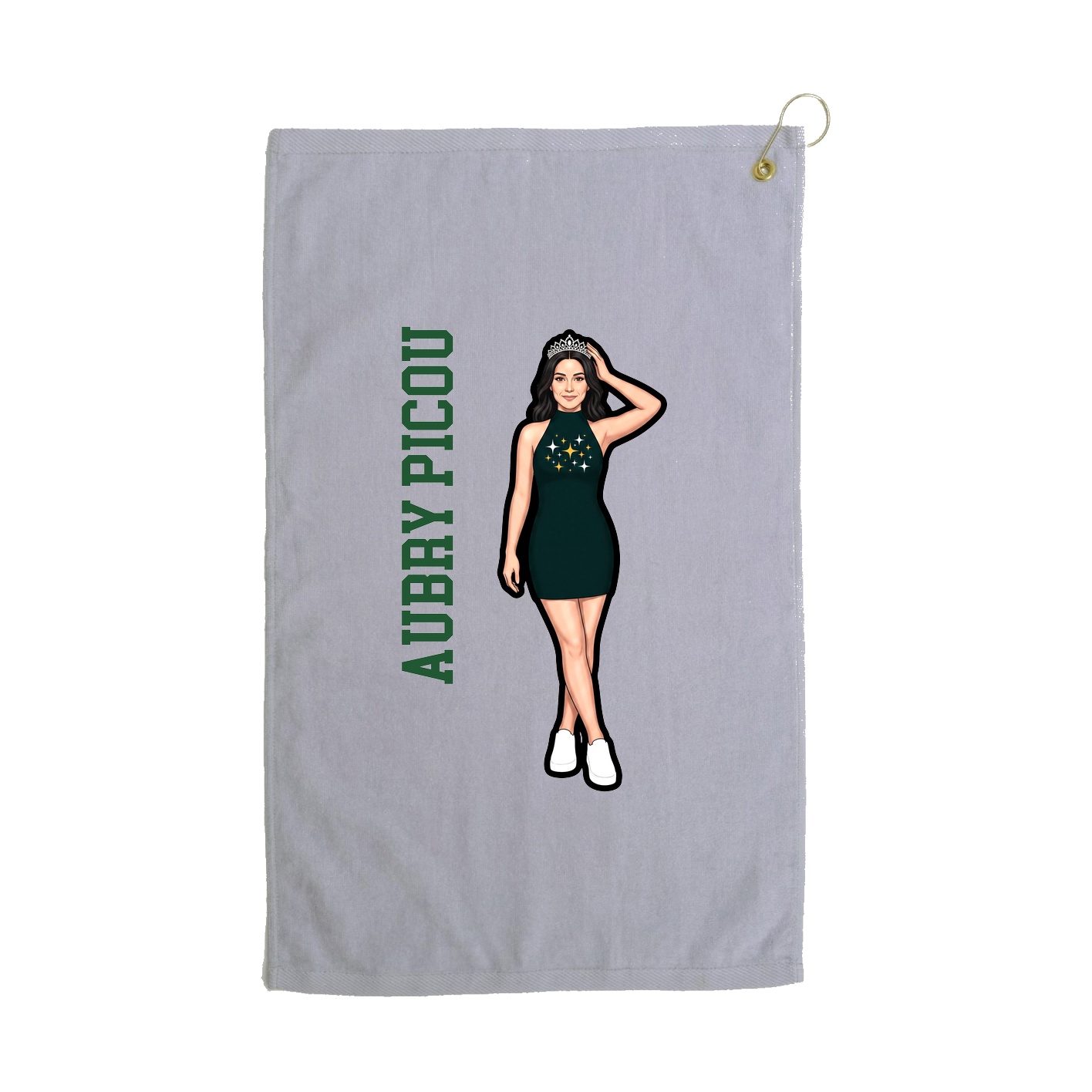 Golf Towel — Name Vertical in Grey