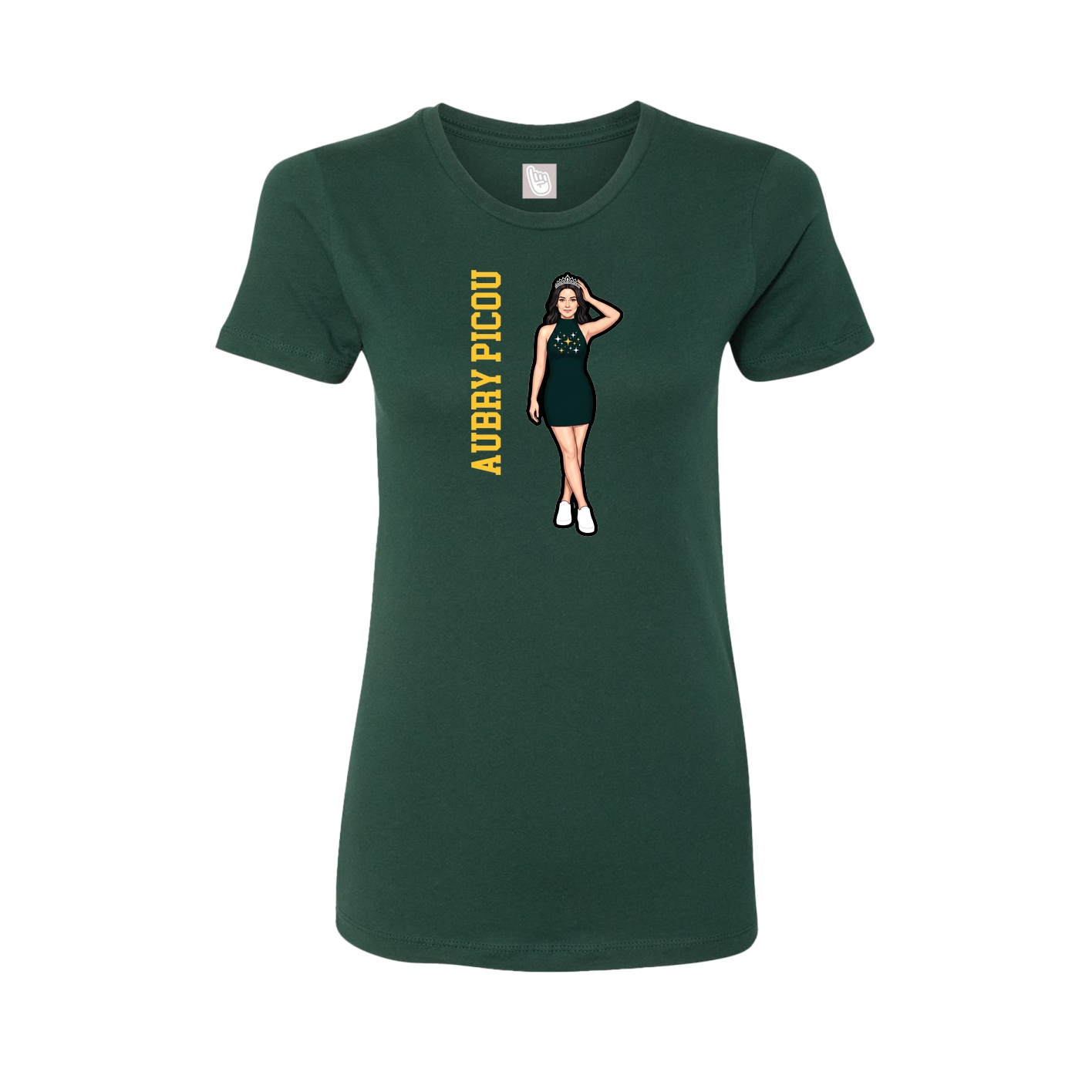 Fitted Women's Tee — Name Vertical in Green