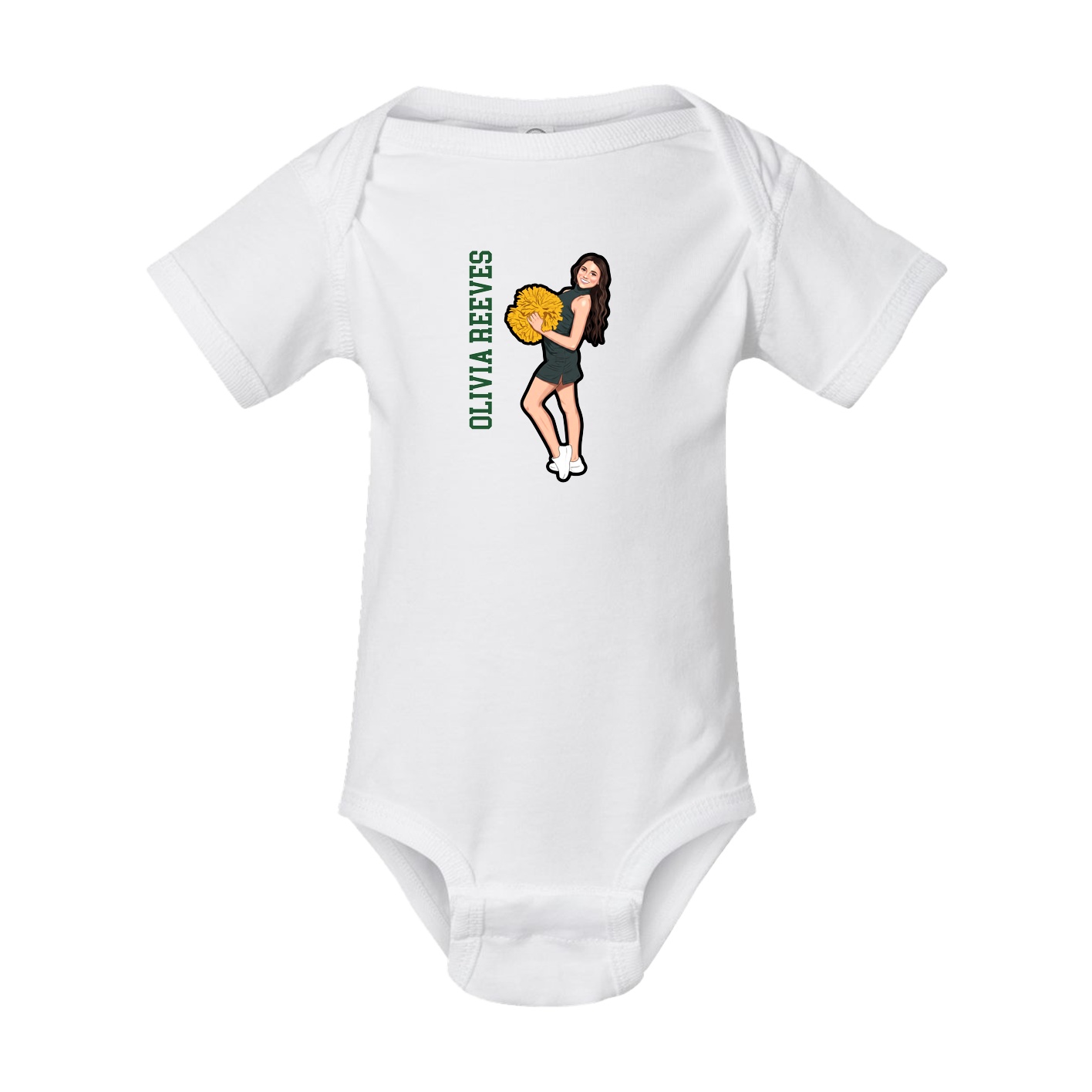 Baby Onesie — Name Vertical in White