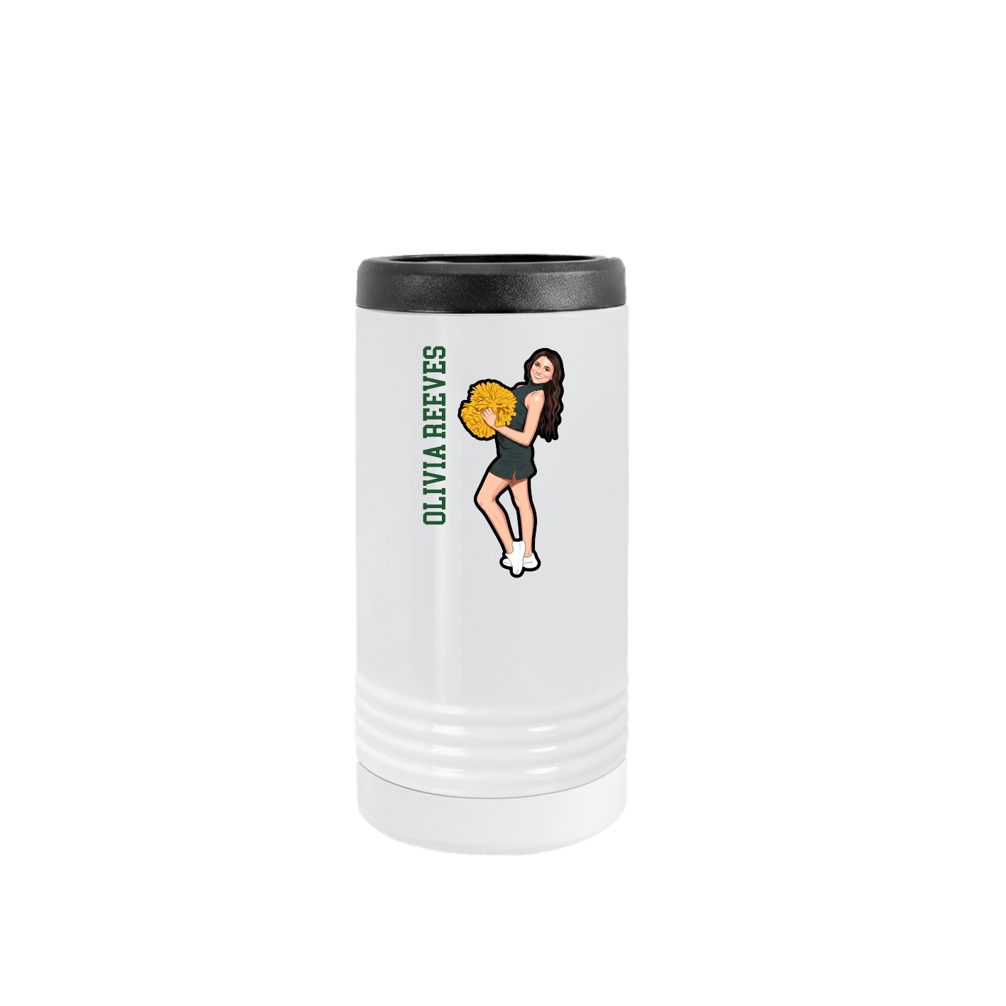 Slim Beverage Holder — Name Vertical in White