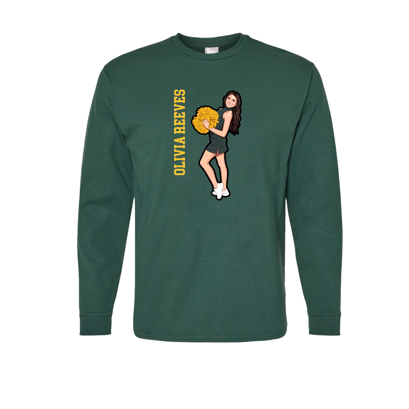 Long Sleeve Tee — Name Vertical in Green