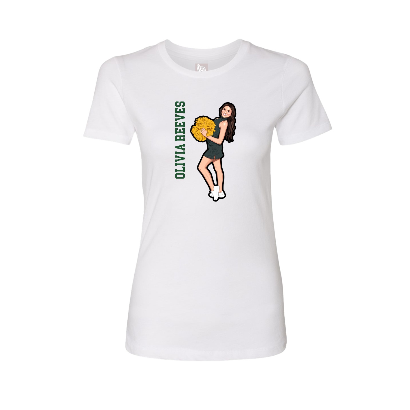 Womens Tee — Name Vertical in White