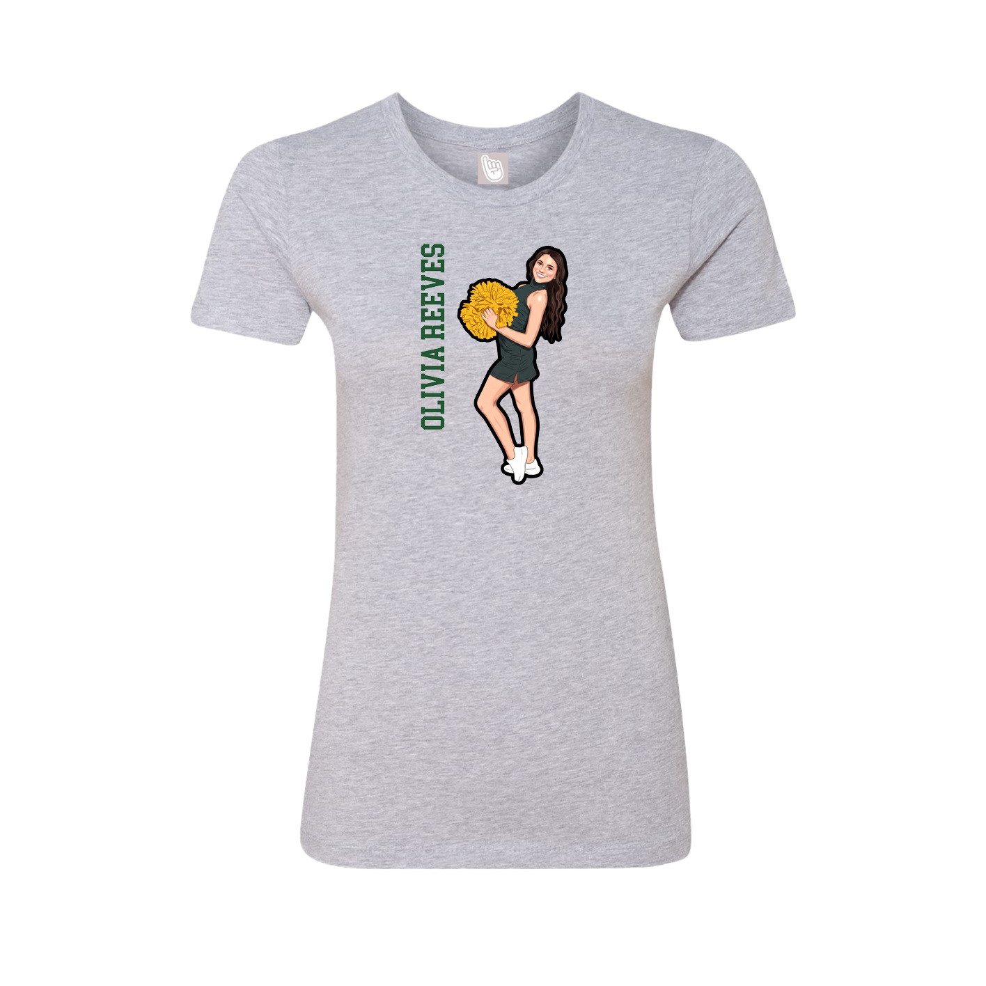 Womens Tee — Name Vertical in Grey