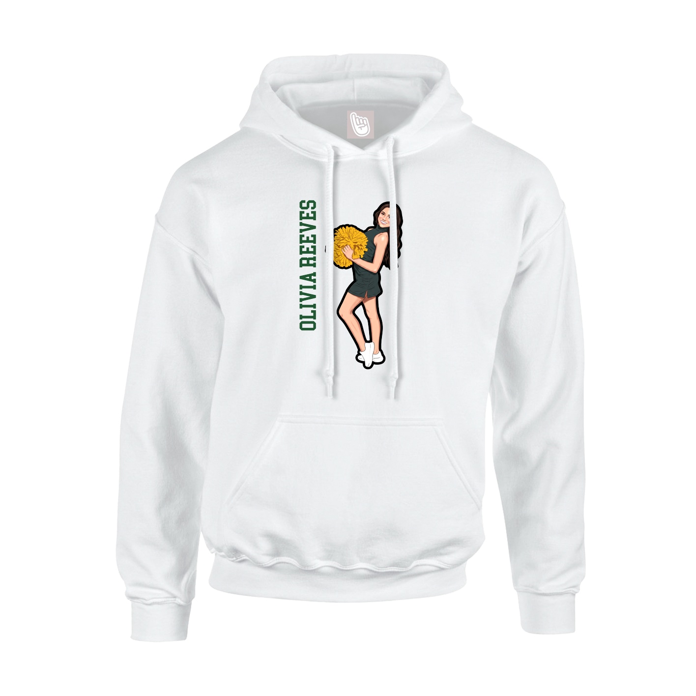 Youth Hoodie — Name Vertical in White