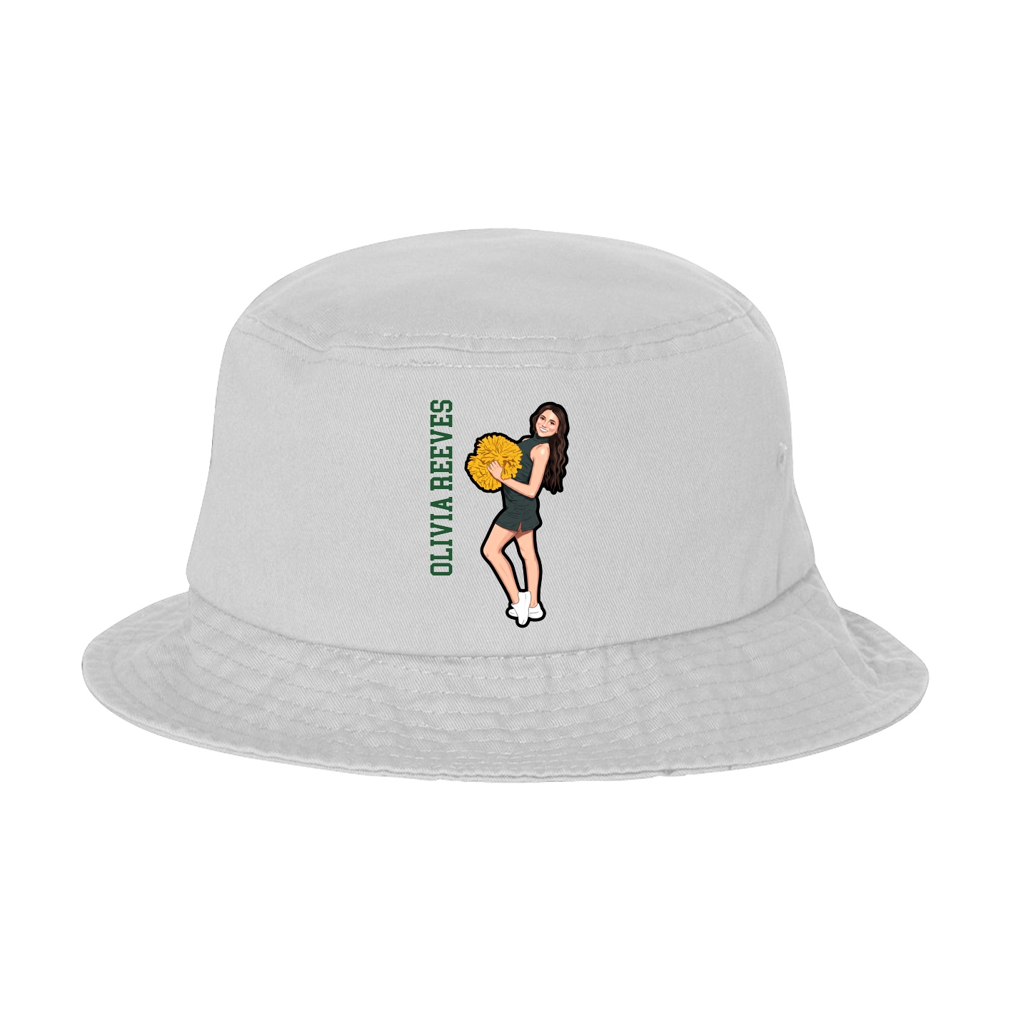 Bucket Cap — Name Vertical in White