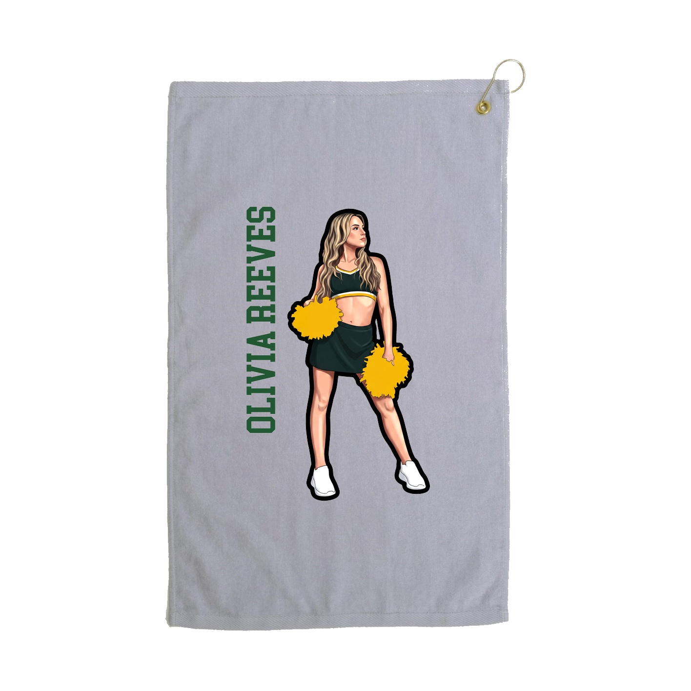Golf Towel — Name Vertical in Grey