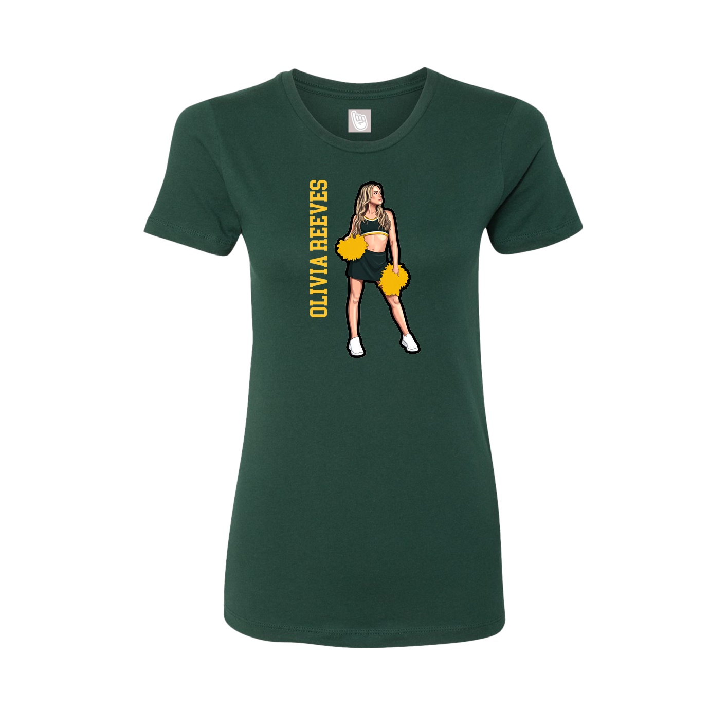 Fitted Women's Tee — Name Vertical in Green