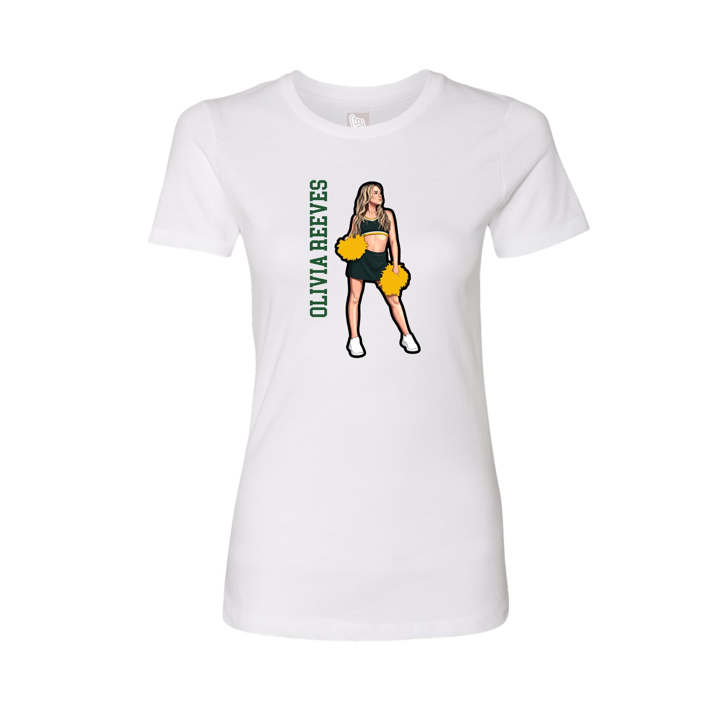Womens Tee — Name Vertical in White