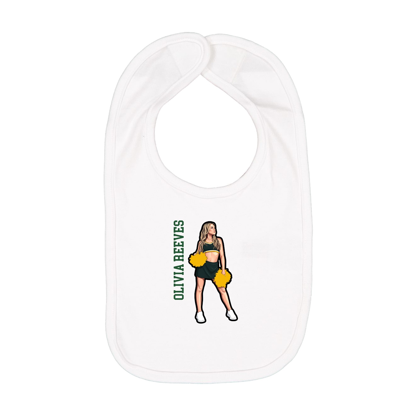 Infant Bib — Name Vertical in White