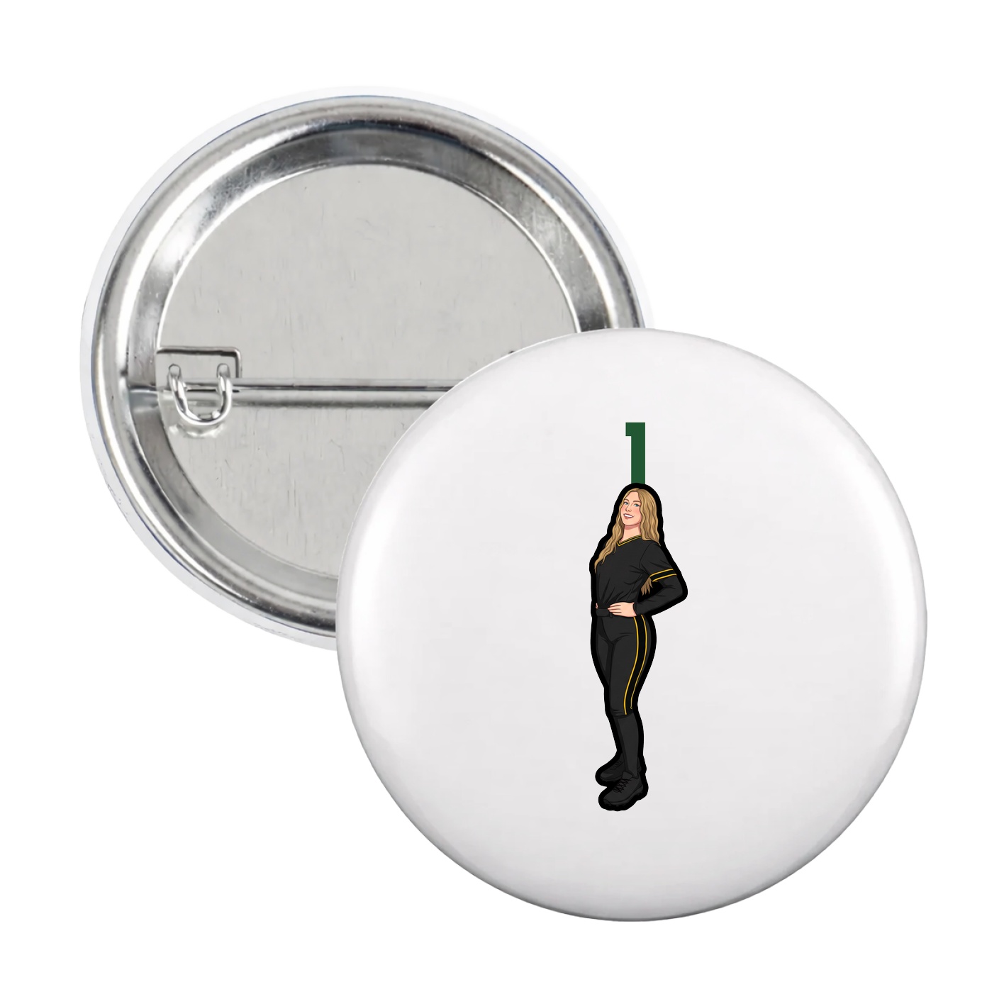 Game Day Button — Number Top in White