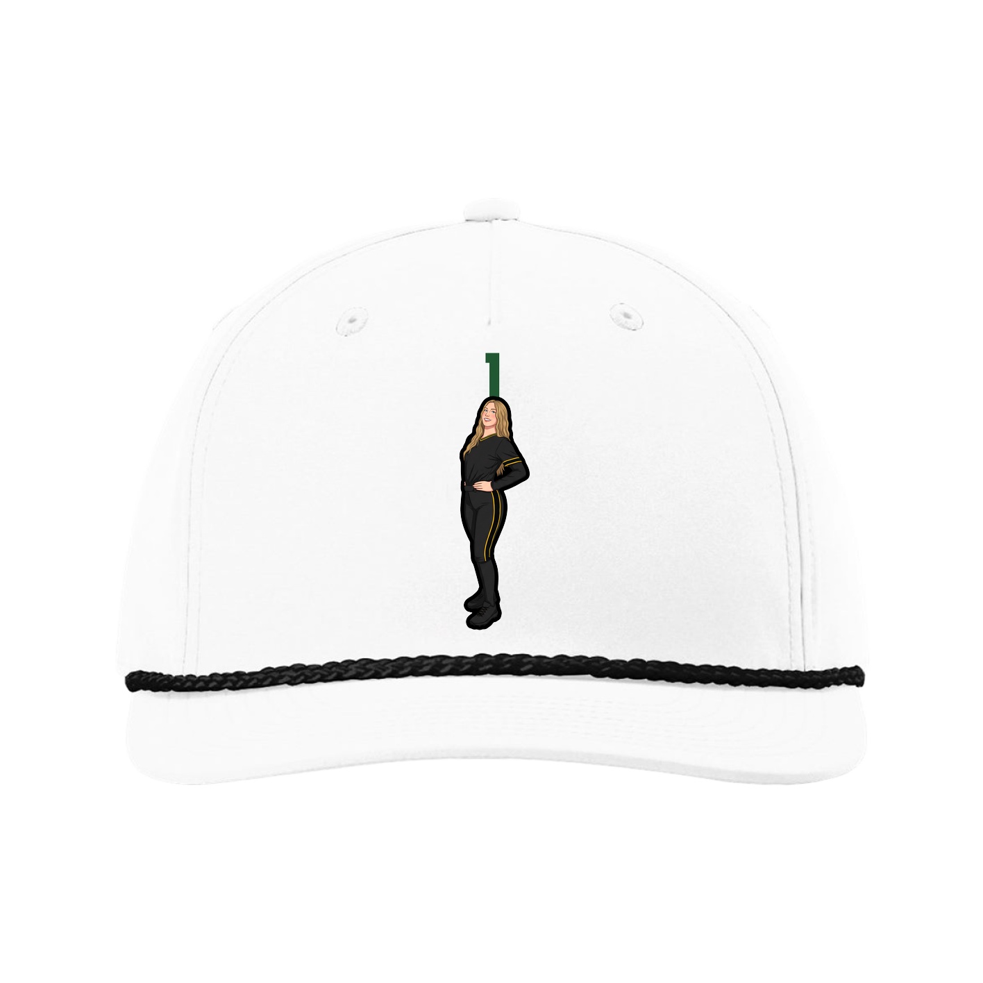 Five-Panel Classic Rope Cap — Number Top in White