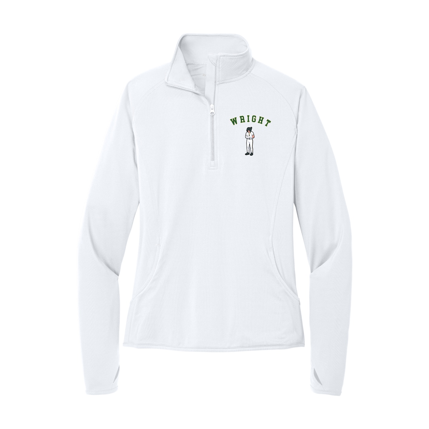 Women's Q-Zip Pullover — Shirsey Arch in White