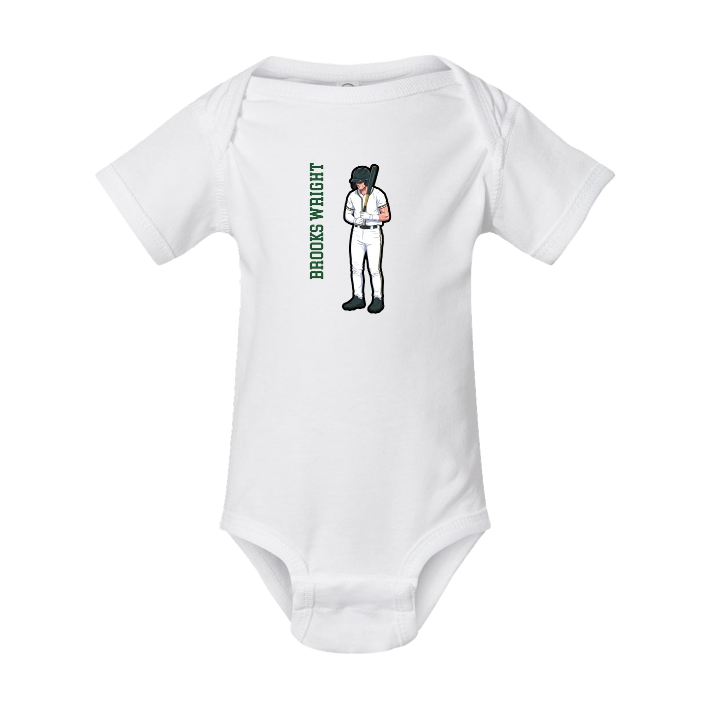 Baby Onesie — Name Vertical in White