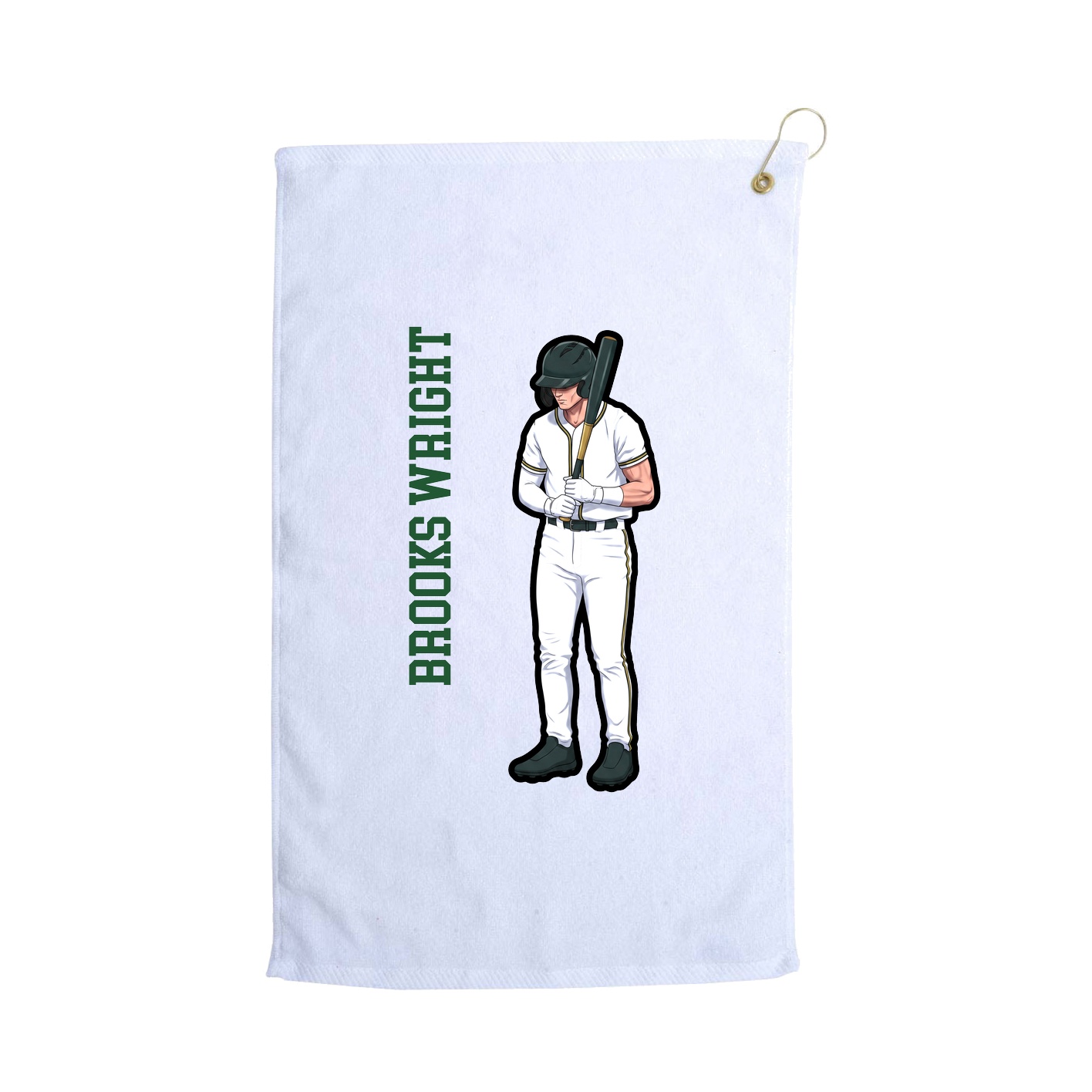 Golf Towel — Name Vertical in White
