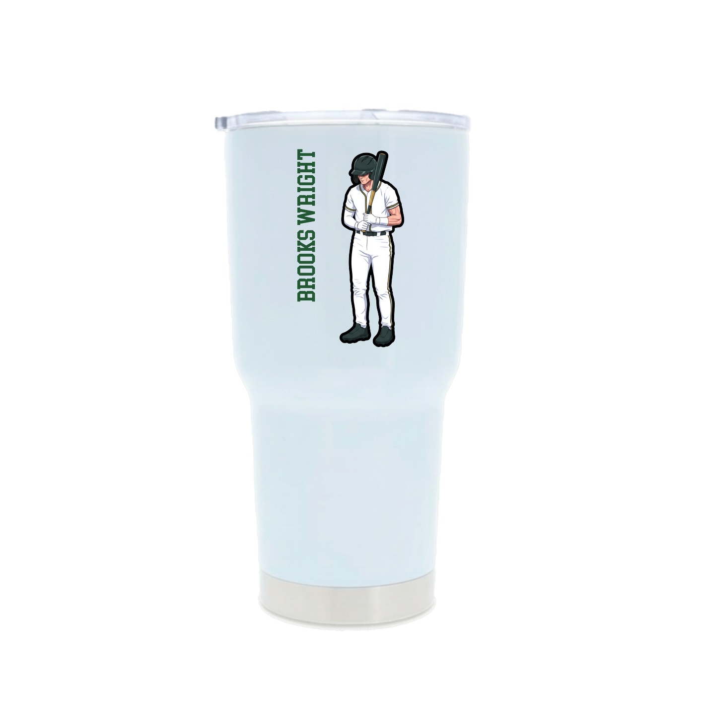30oz Stainless Steel Tumbler — Name Vertical in White