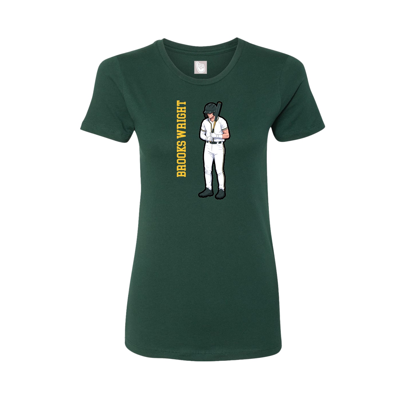 Fitted Women's Tee — Name Vertical in Green