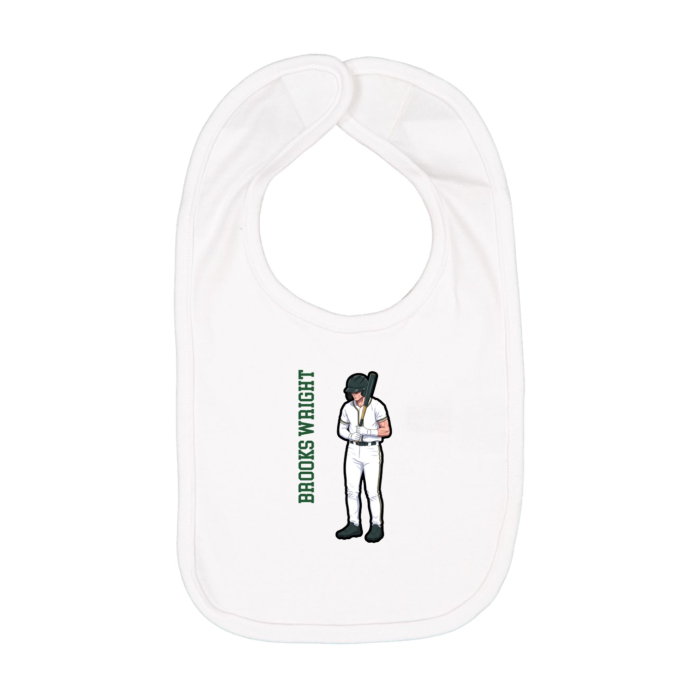 Infant Bib — Name Vertical in White