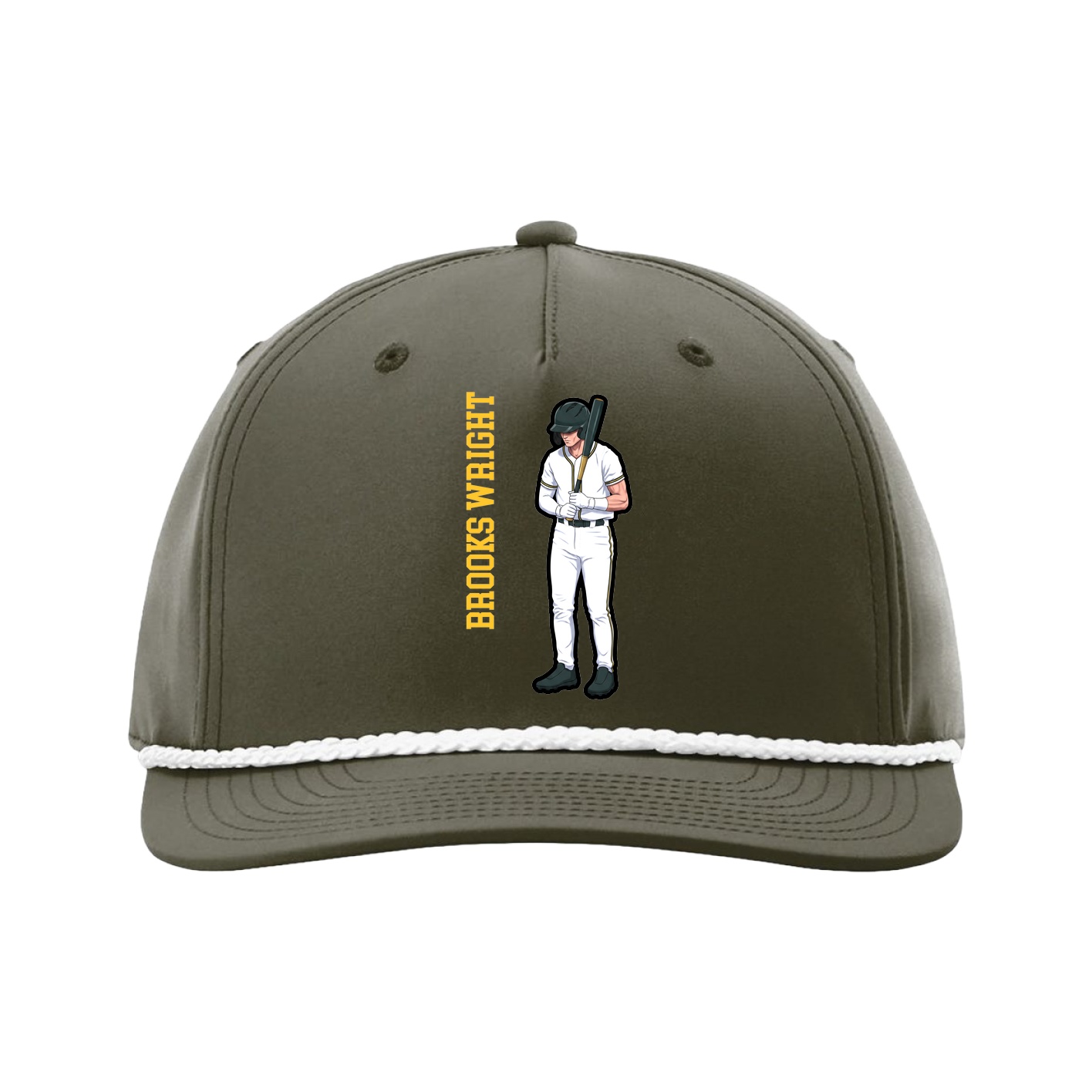 Five-Panel Classic Rope Cap — Name Vertical in Green