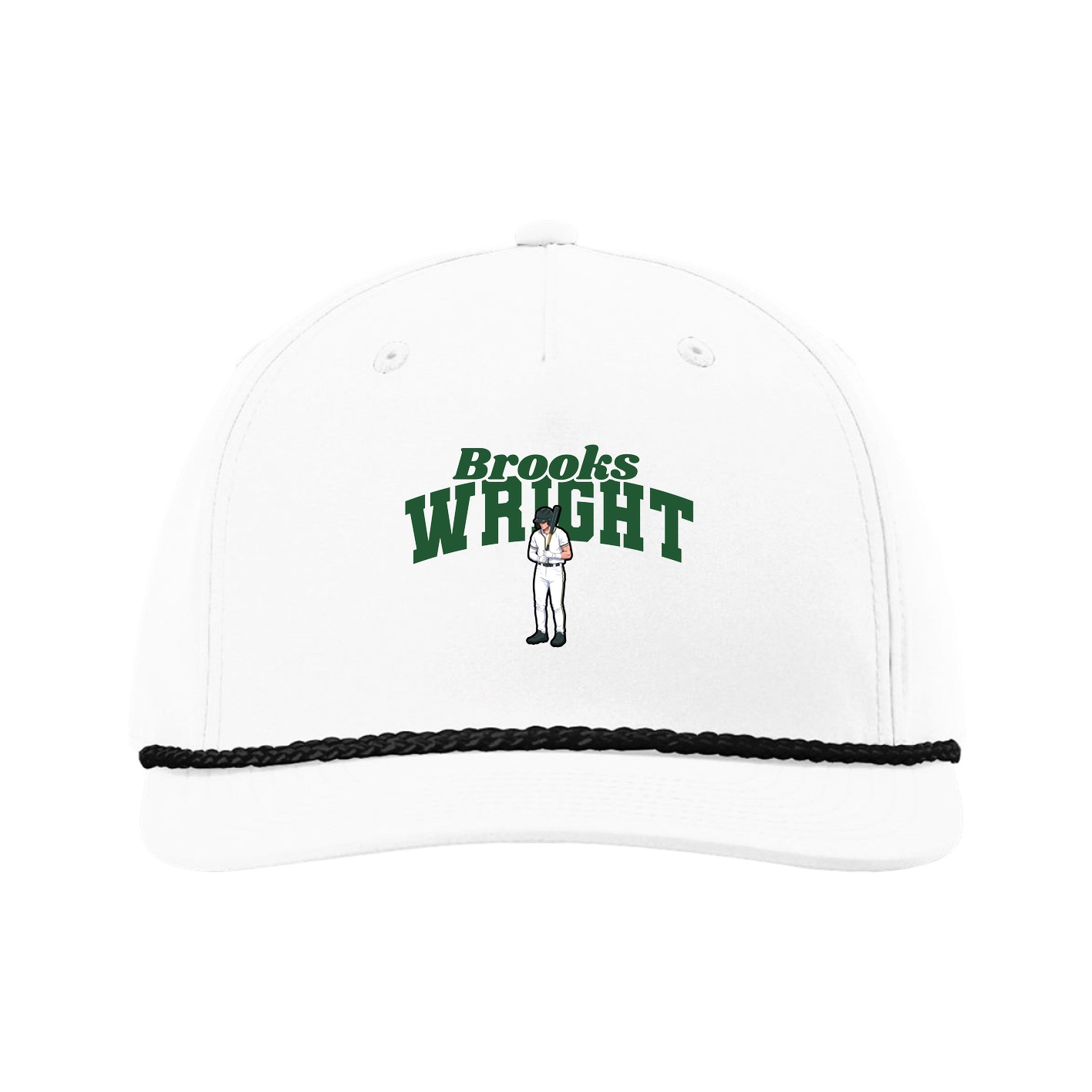 Five-Panel Classic Rope Cap — Signature Arch in White