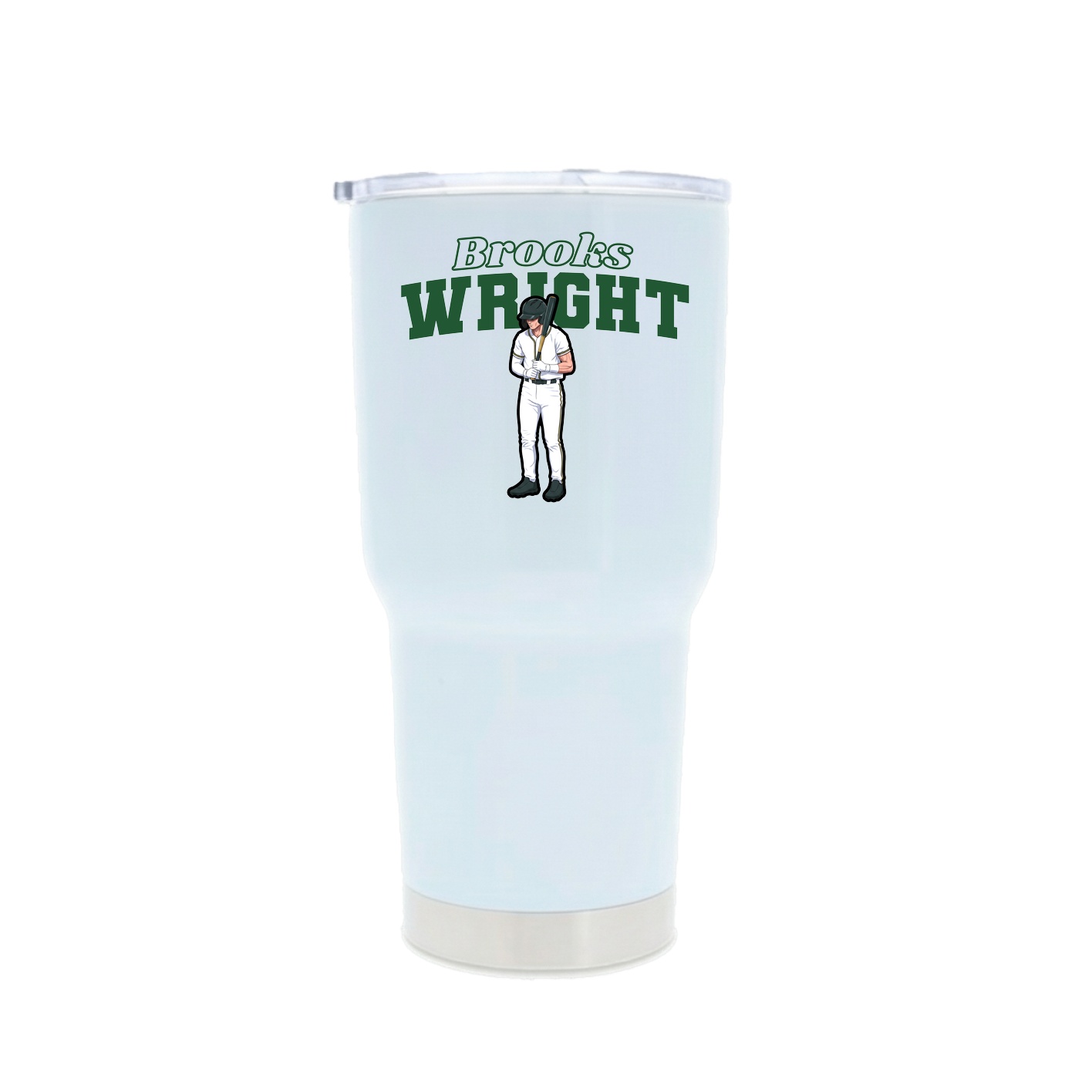 30oz Stainless Steel Tumbler — Name Arch in White