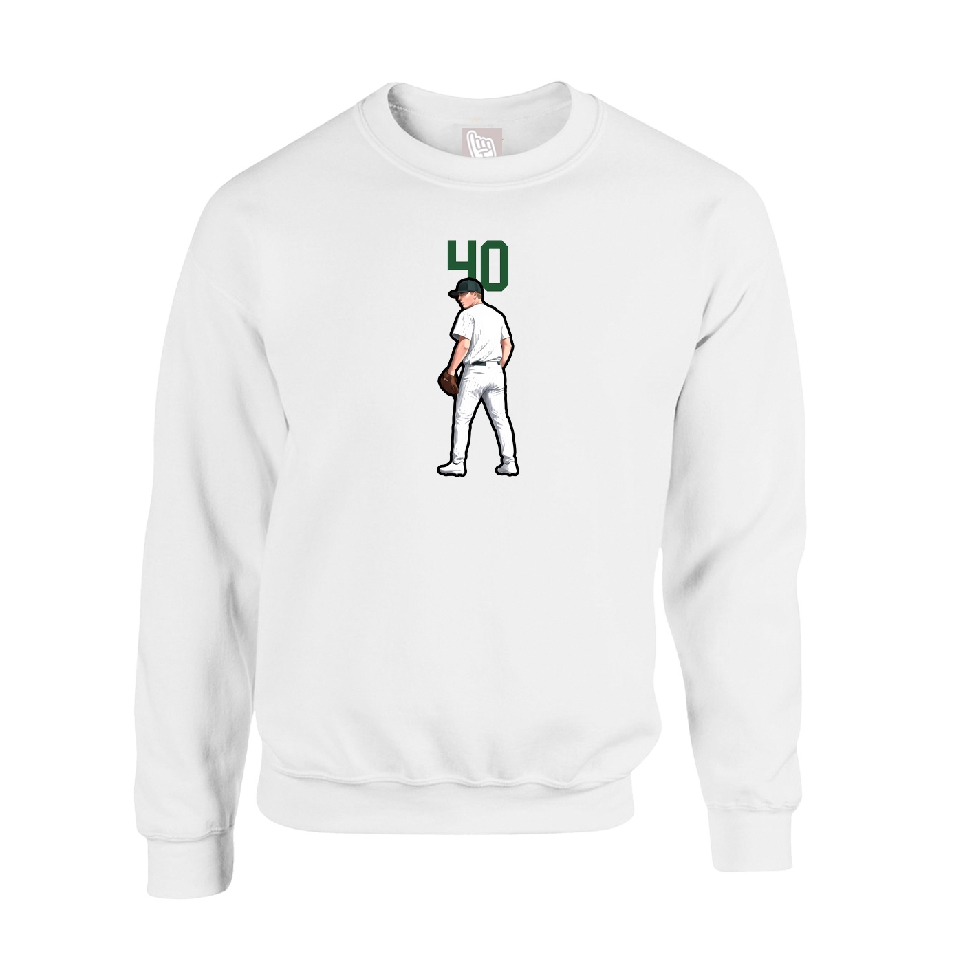 Fleece Crew — Number Top in White