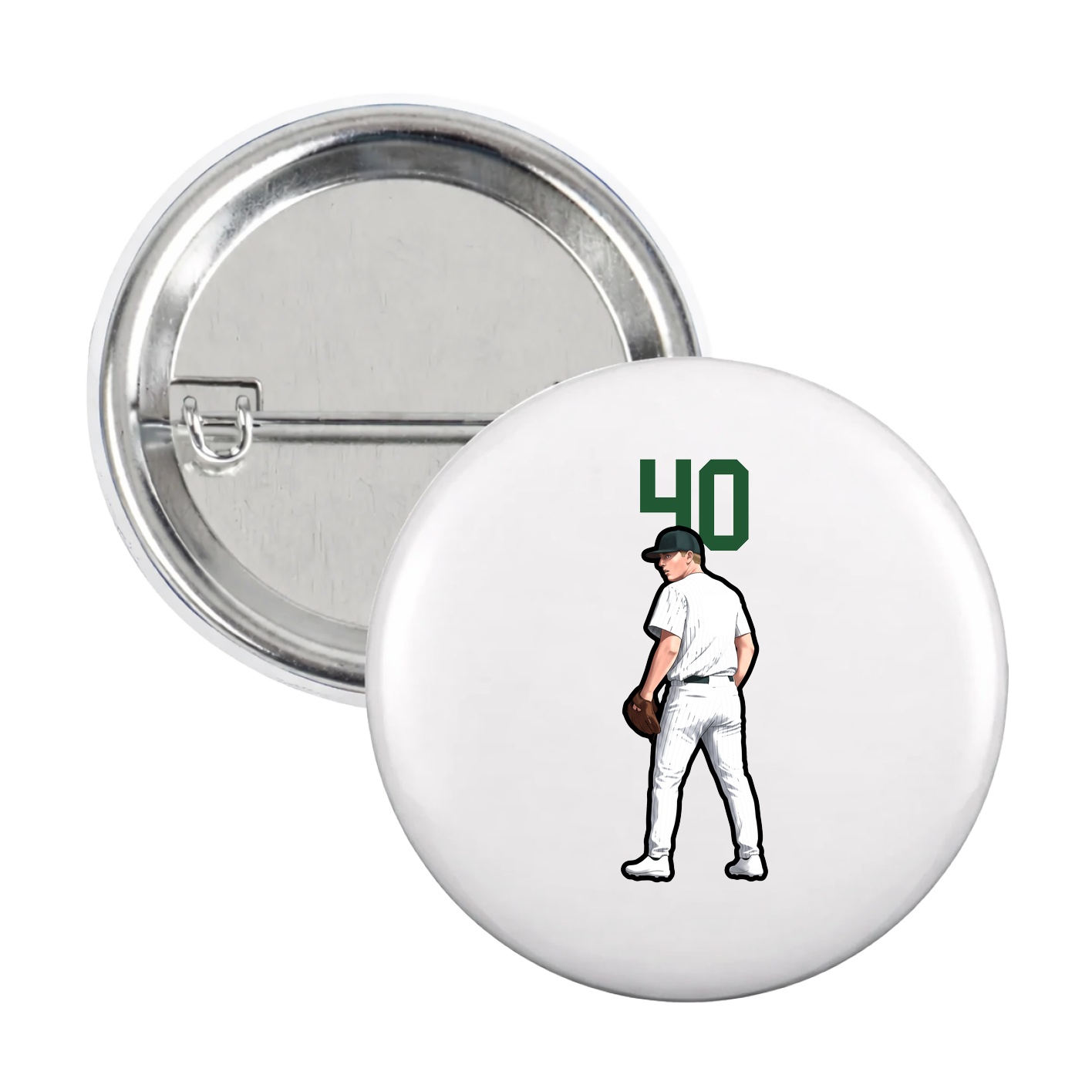 Game Day Button — Number Top in White