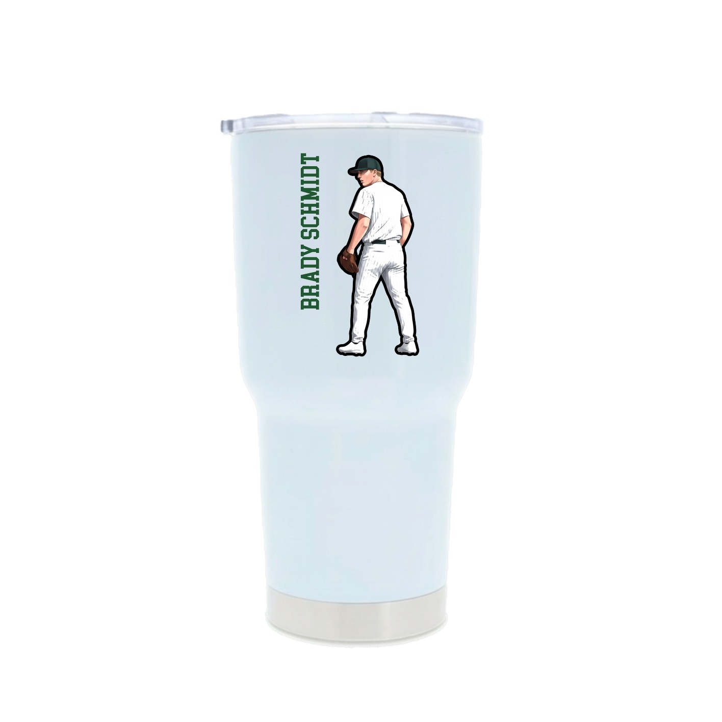 30oz Stainless Steel Tumbler — Name Vertical in White