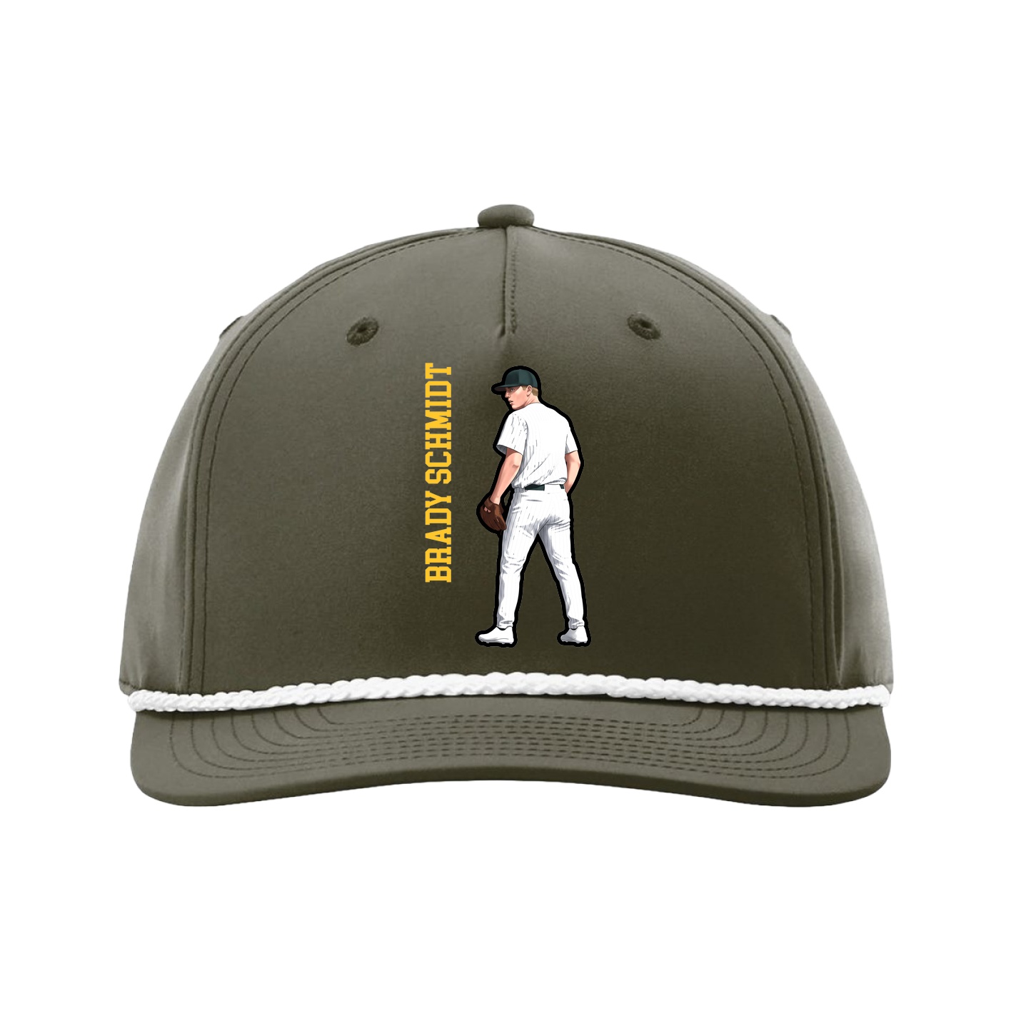 Five-Panel Classic Rope Cap — Name Vertical in Green