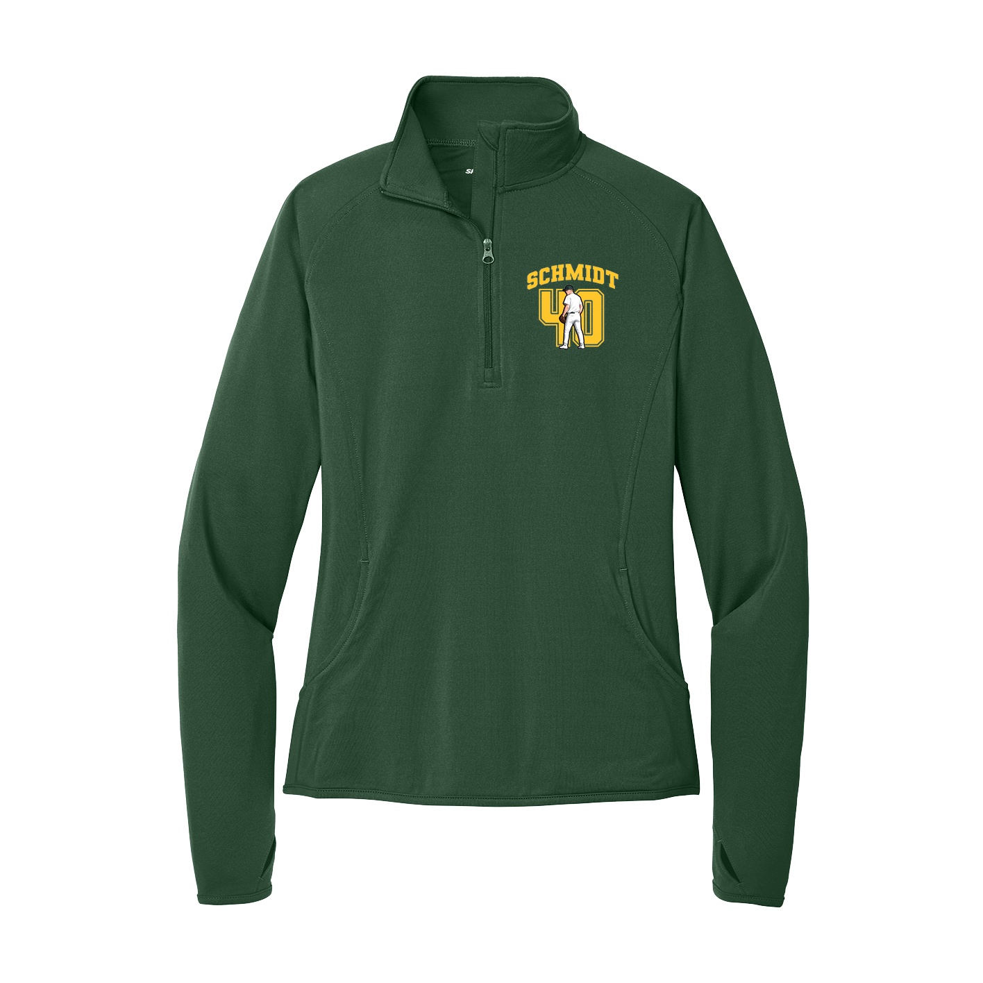 Women's Q-Zip Pullover — Number in Green
