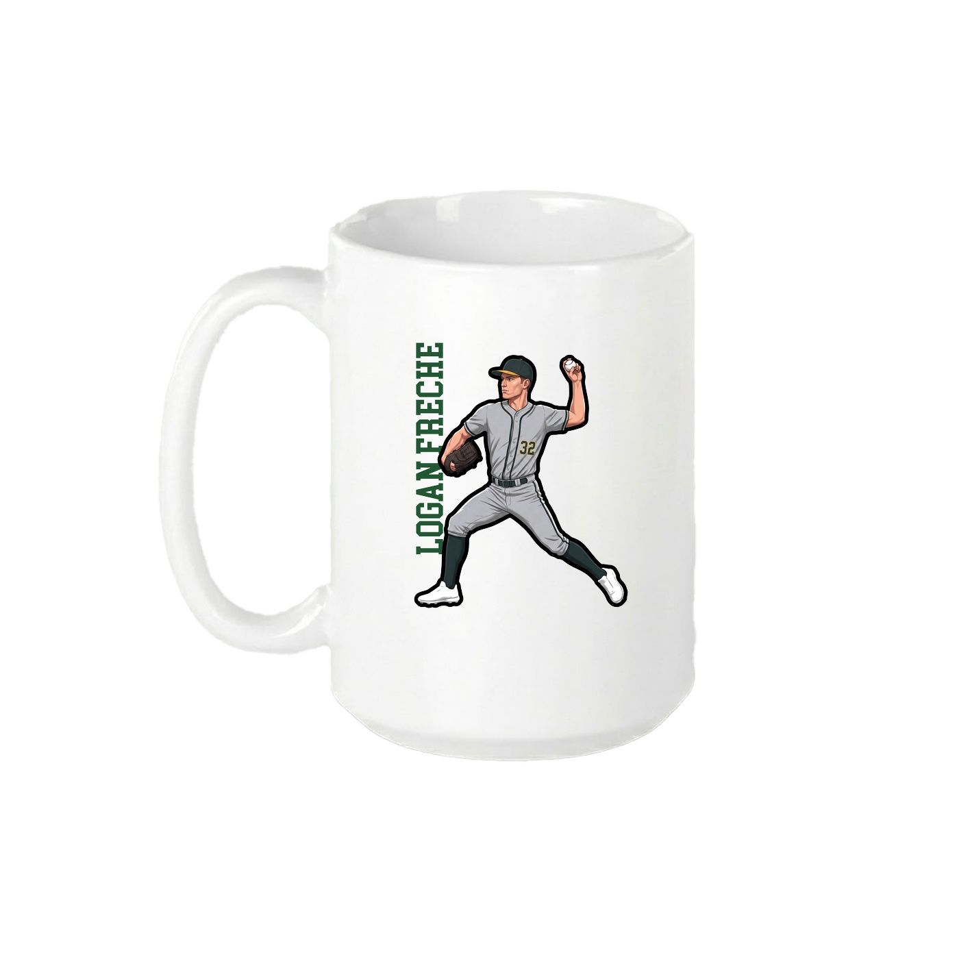 15oz Coffee Mug — Name Vertical in White