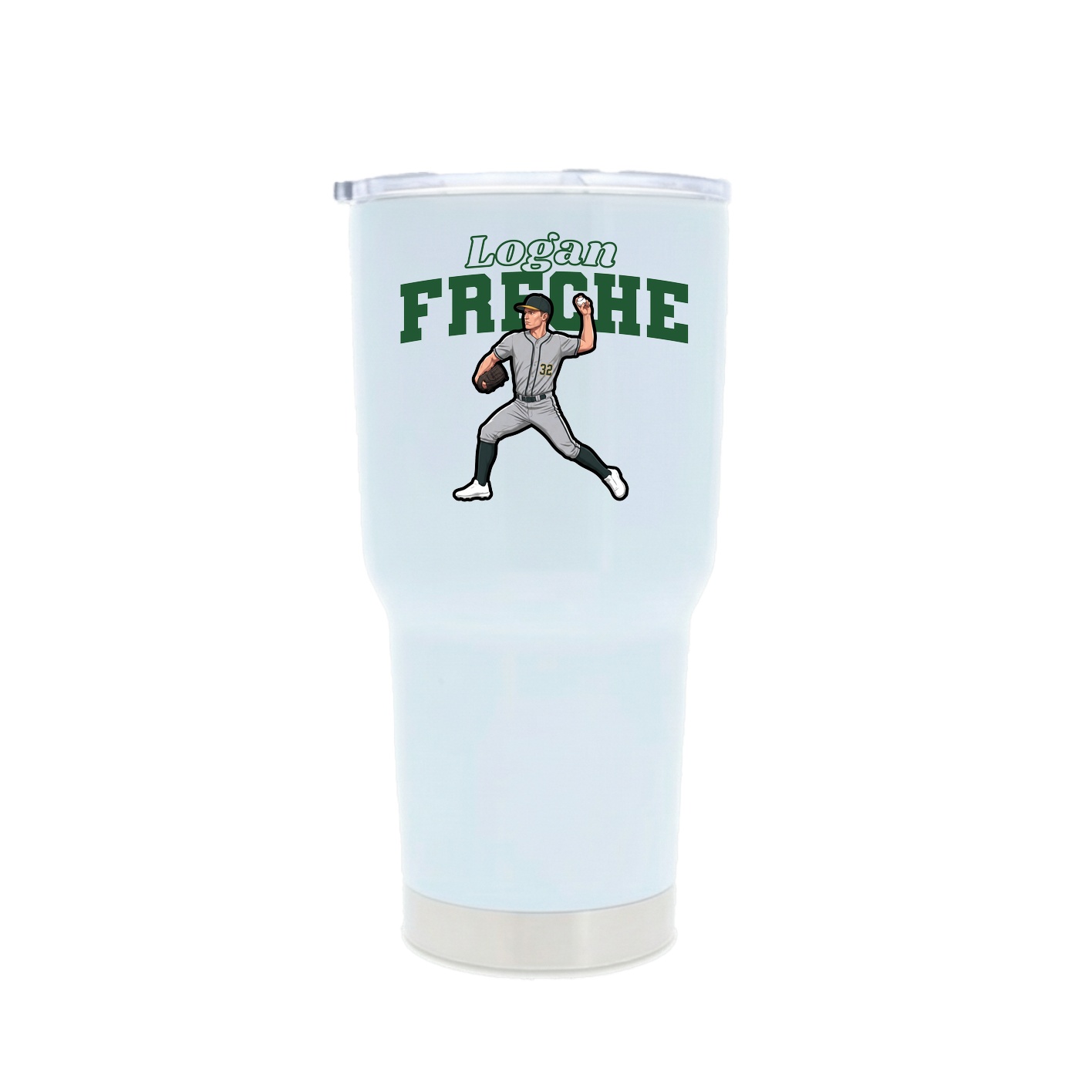 30oz Stainless Steel Tumbler — Name Arch in White
