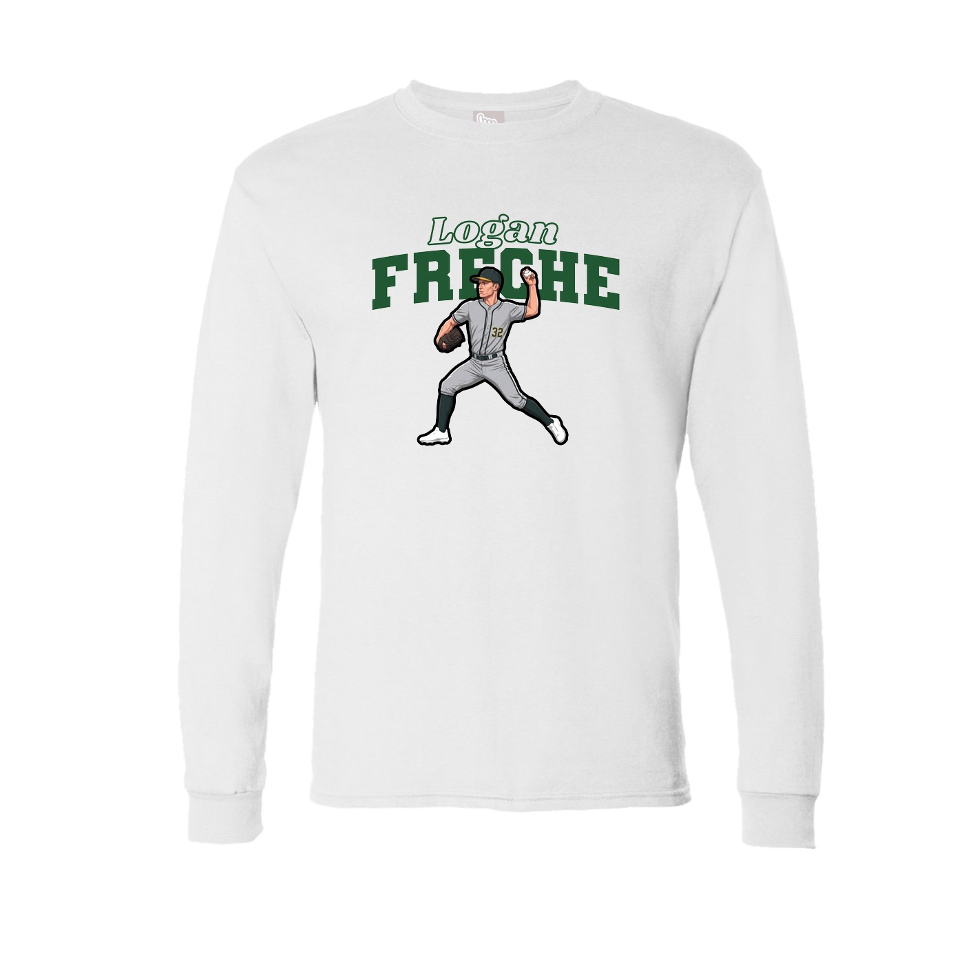 Long Sleeve Tee — Name Arch in White
