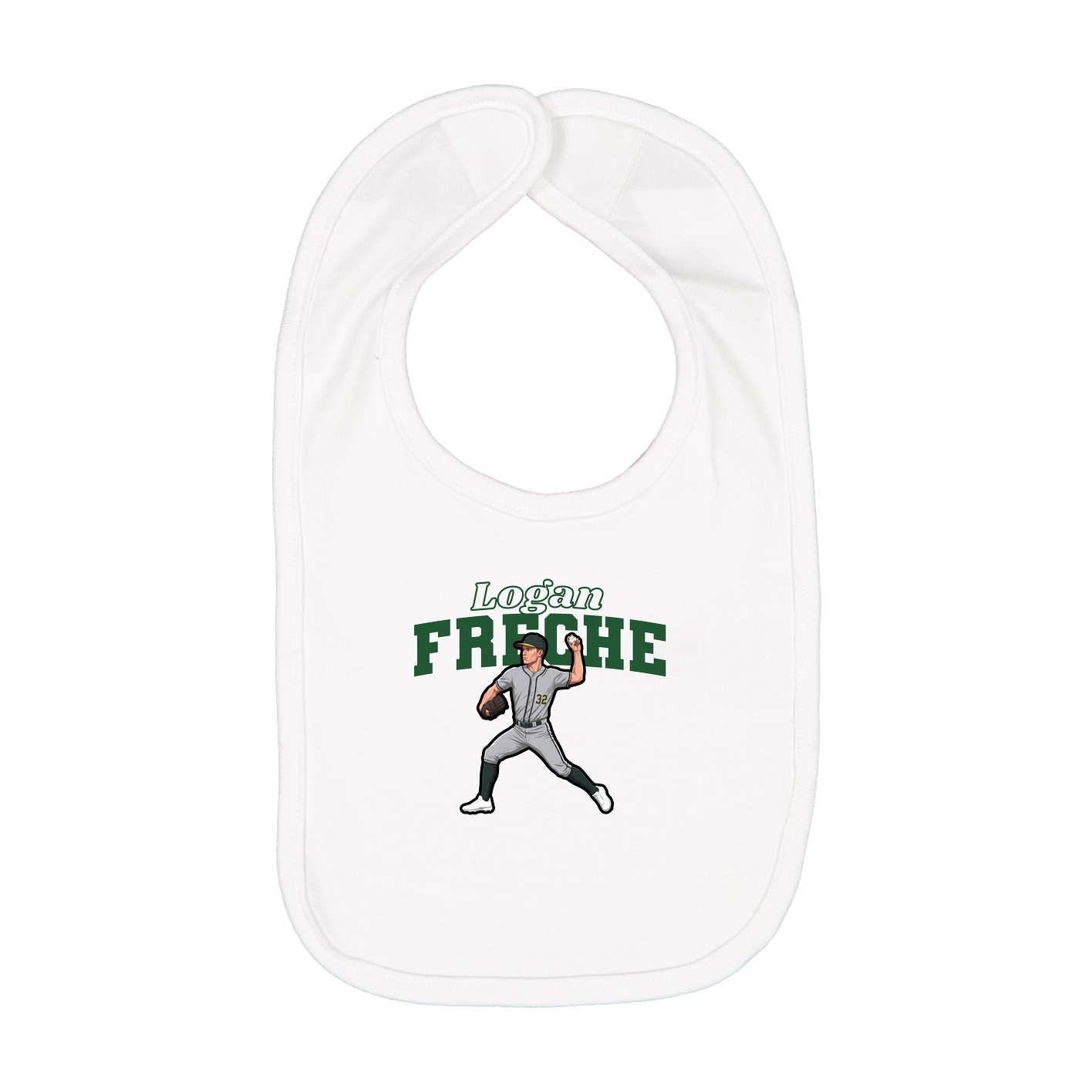 Infant Bib — Name Arch in White