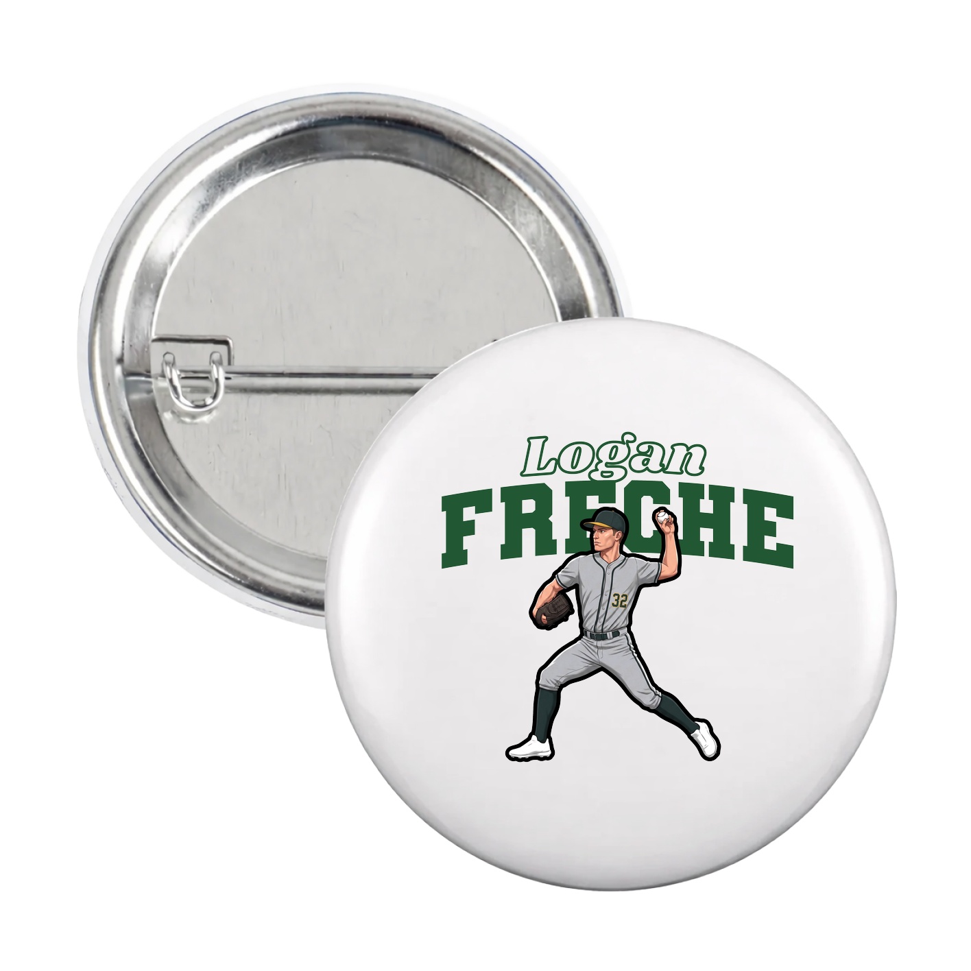 Game Day Button — Name Arch in White