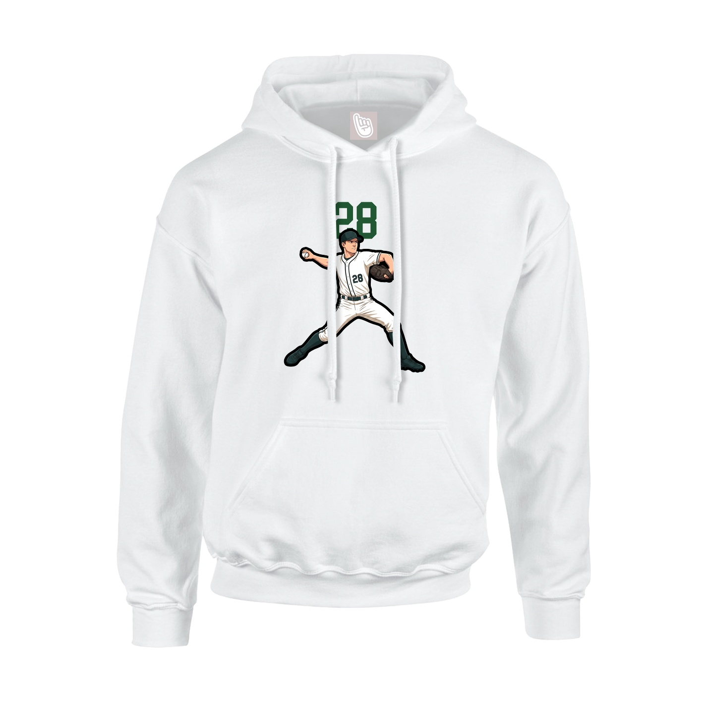 Youth Hoodie — Number Top in White