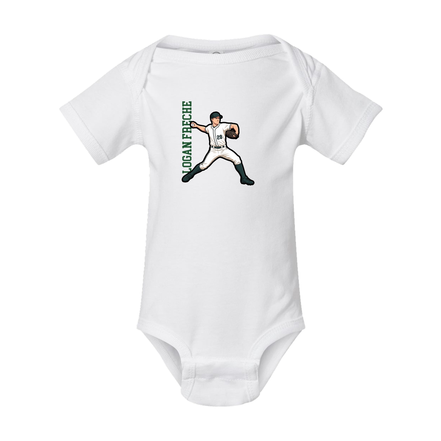 Baby Onesie — Name Vertical in White