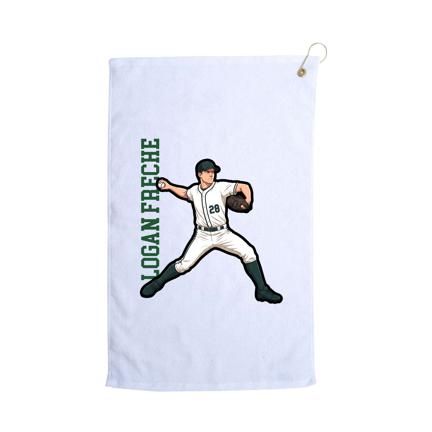 Golf Towel — Name Vertical in White