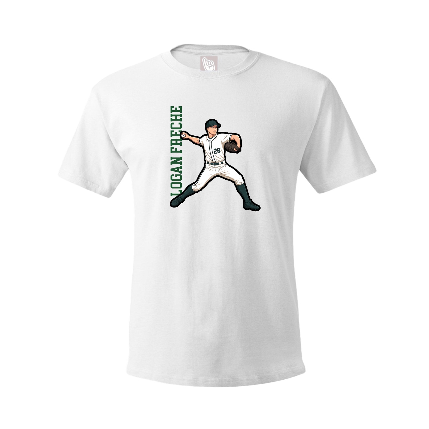 Youth Tee — Name Vertical in White