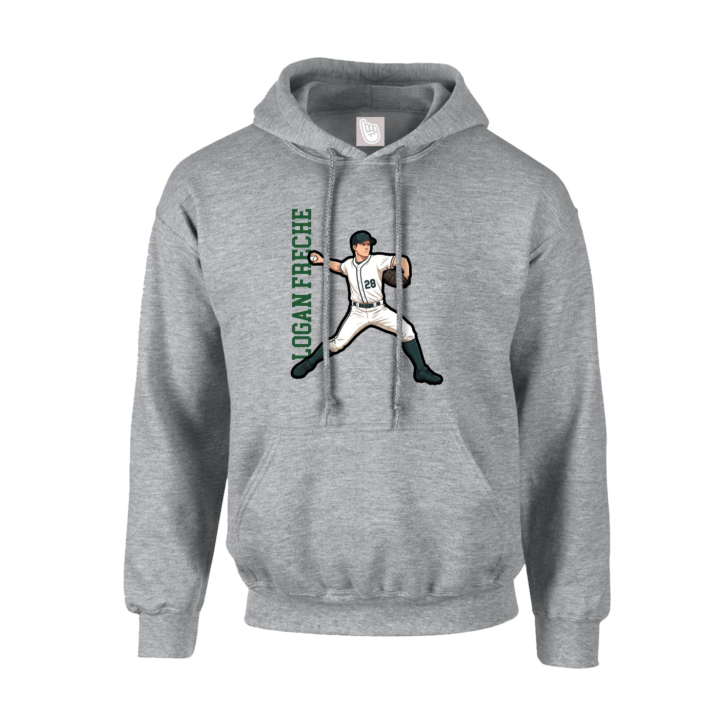 Youth Hoodie — Name Vertical in Grey