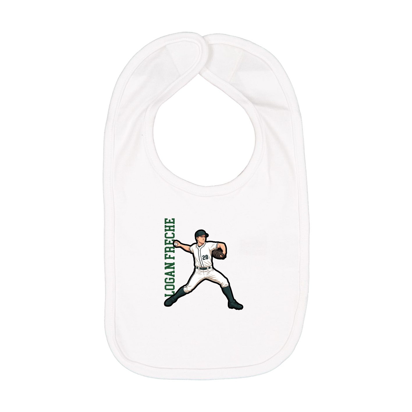 Infant Bib — Name Vertical in White