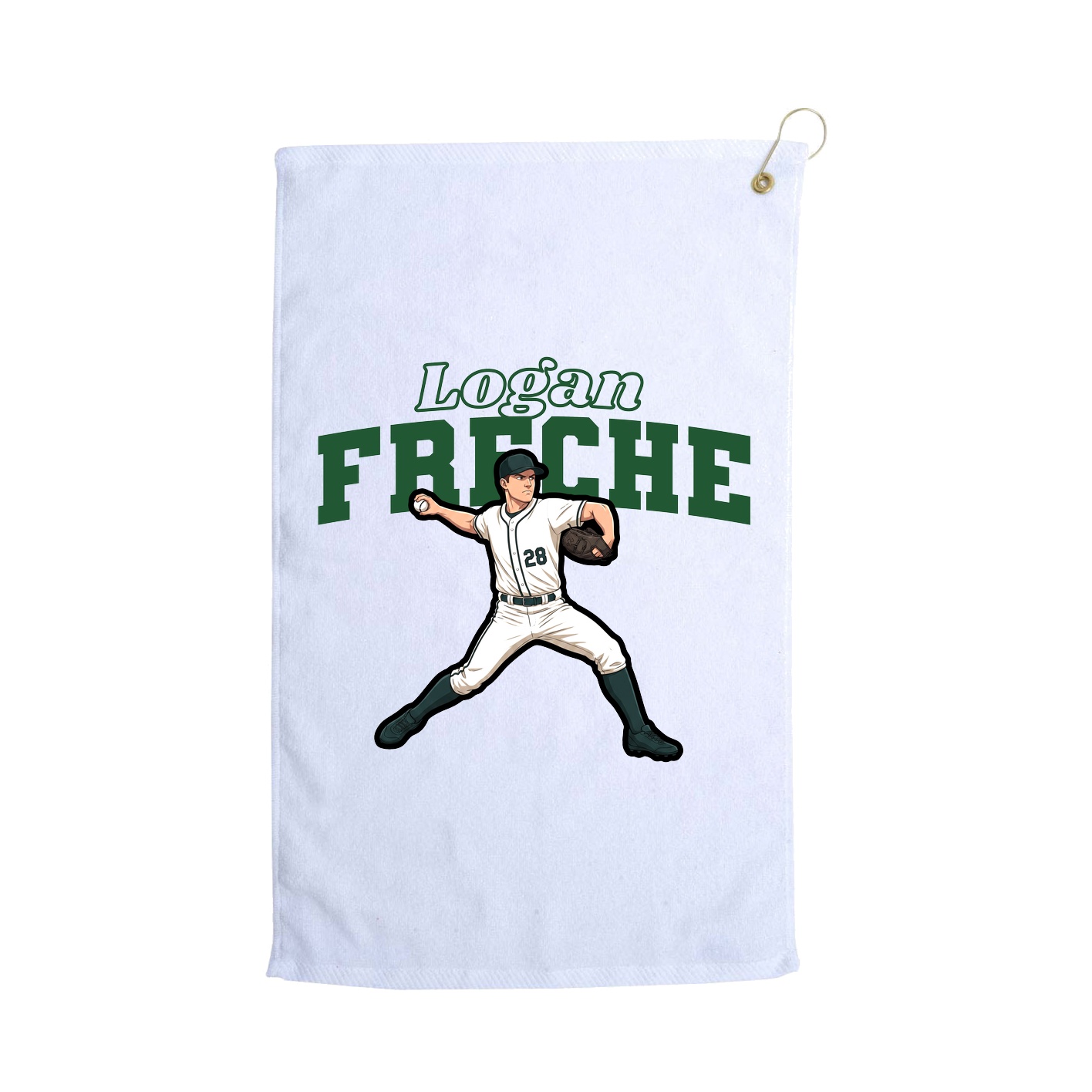 Golf Towel — Name Arch in White