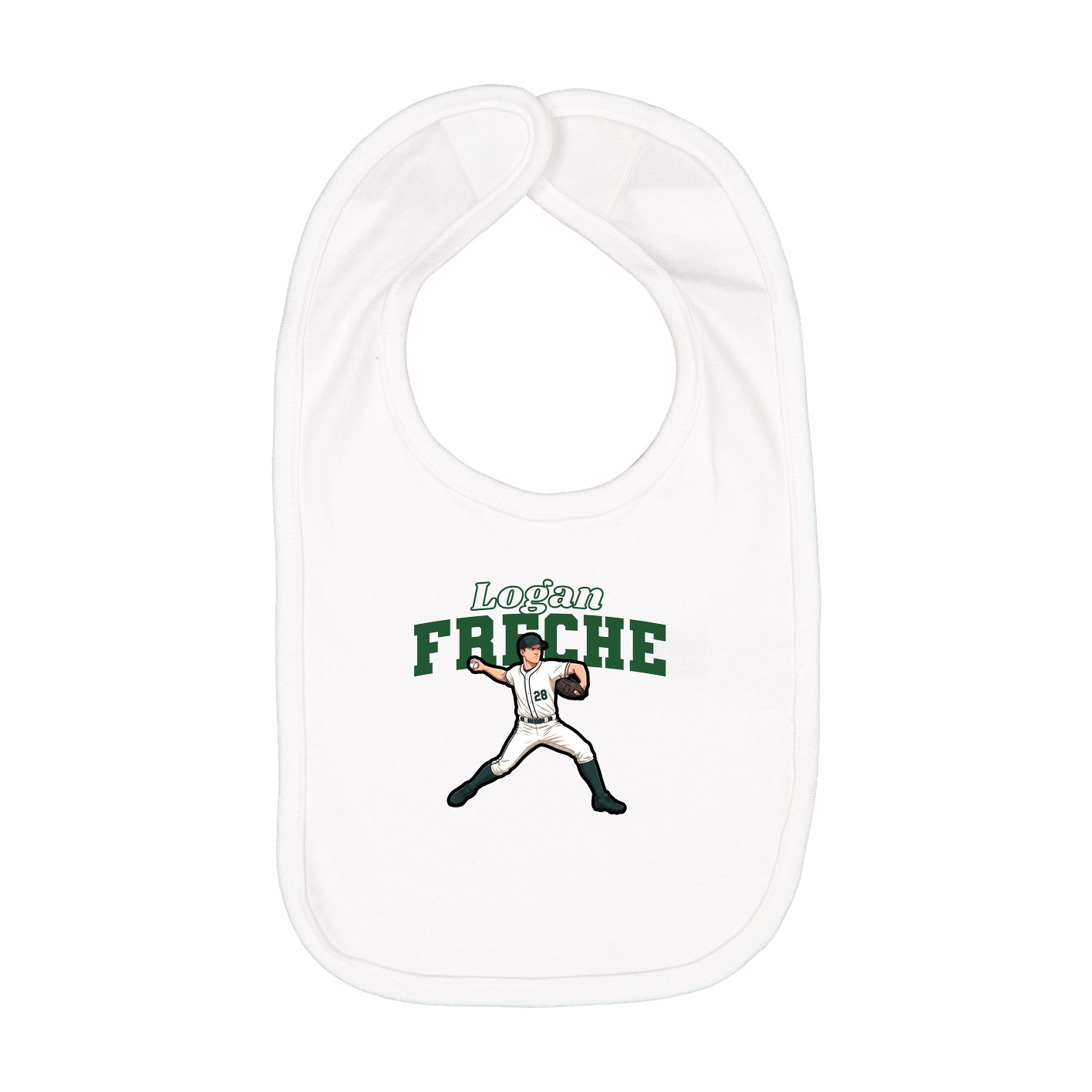 Infant Bib — Name Arch in White