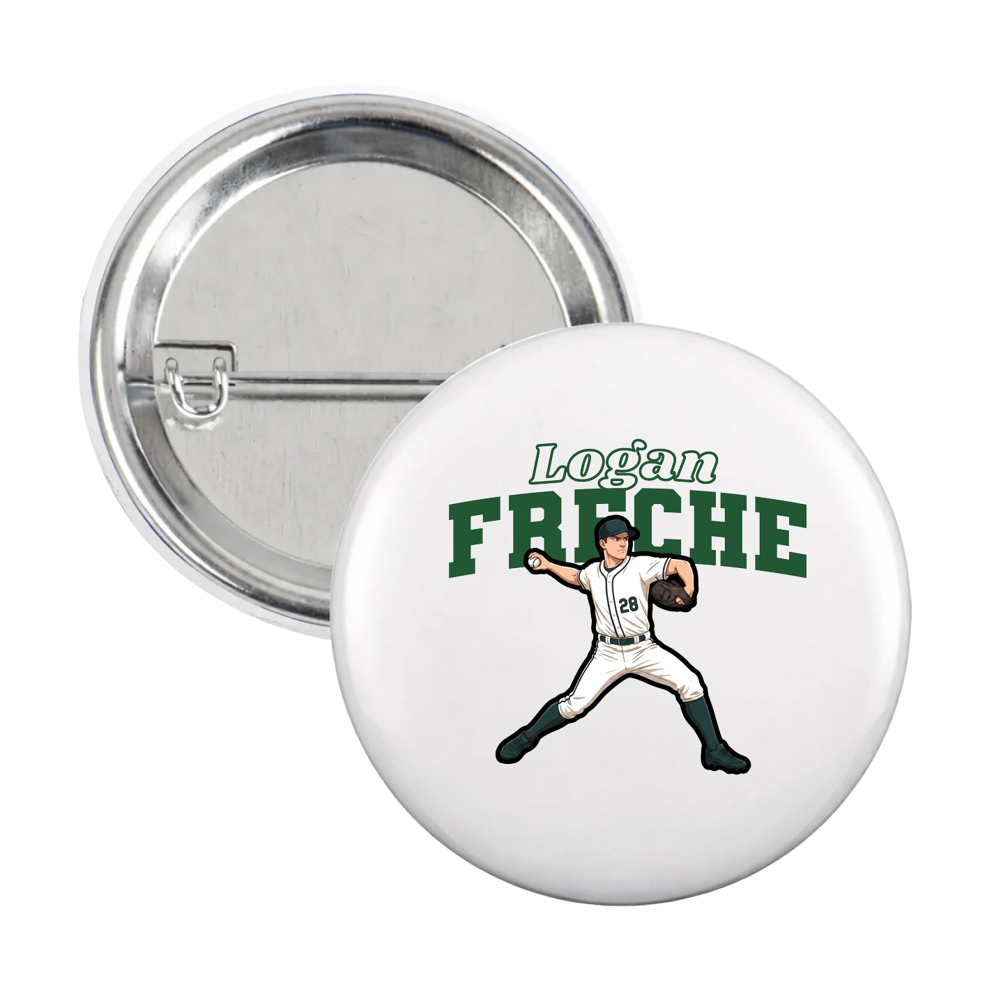 Game Day Button — Name Arch in White