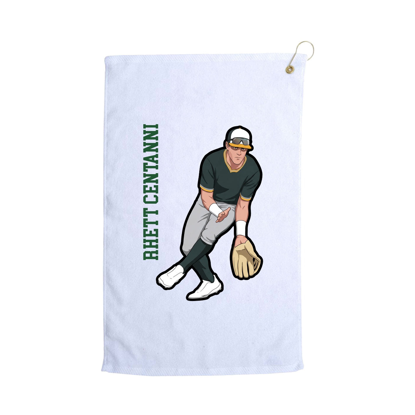 Golf Towel — Name Vertical in White