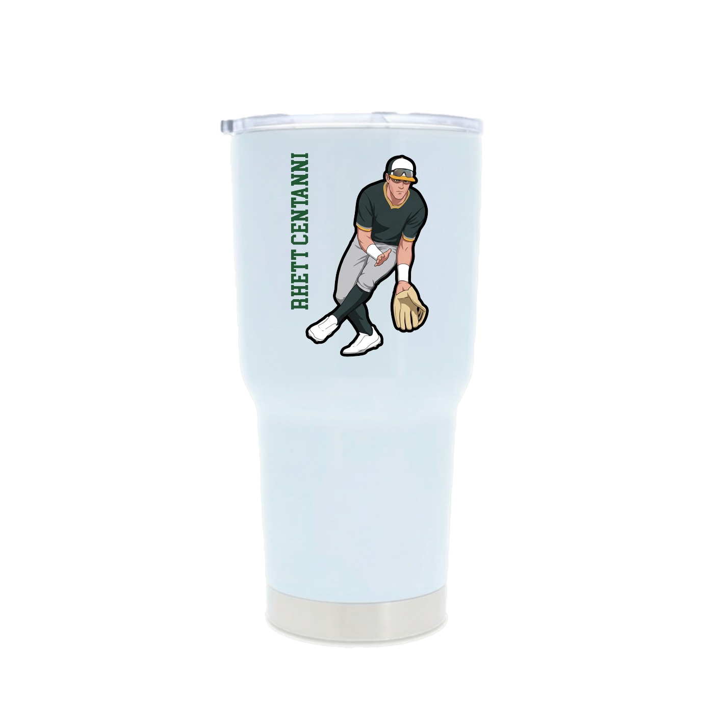 30oz Stainless Steel Tumbler — Name Vertical in White
