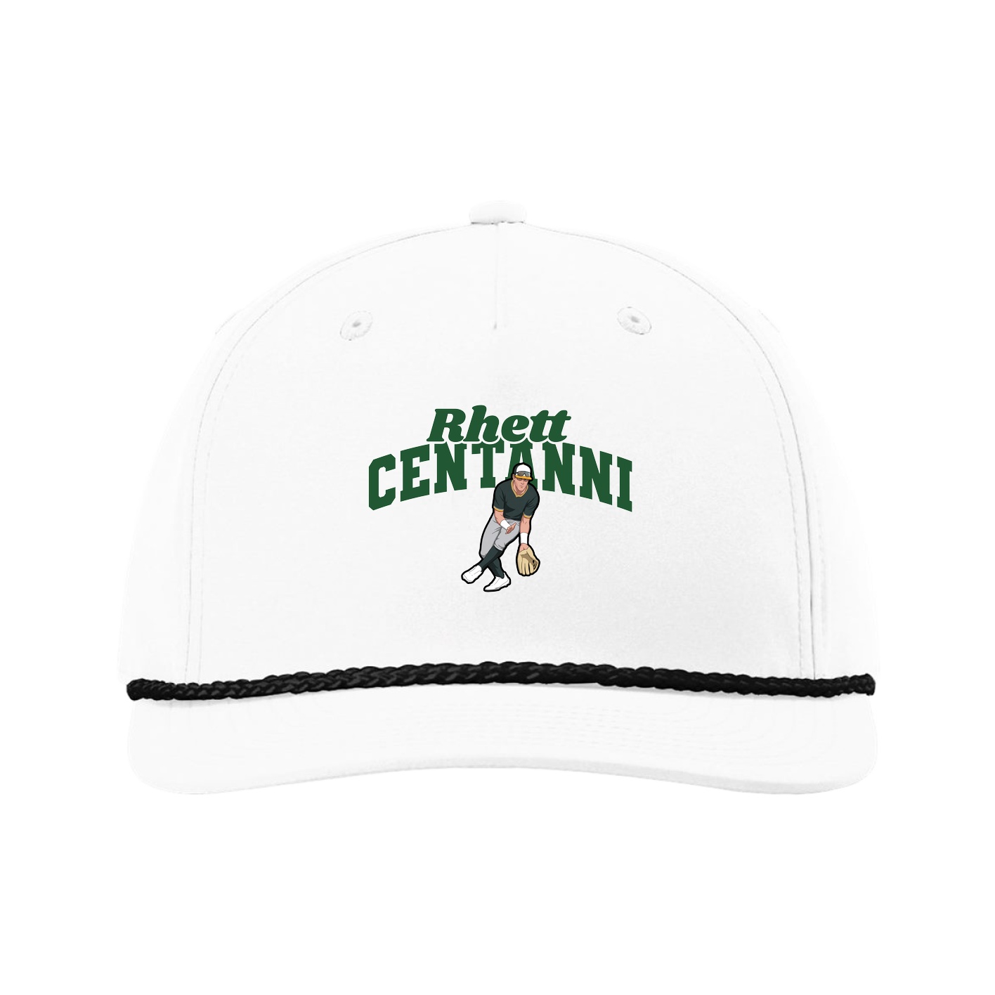 Five-Panel Classic Rope Cap — Signature Arch in White